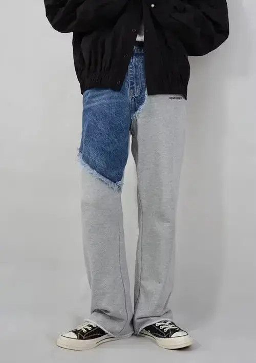 Japanese Brand × Jean Grey denim patchwork pants Size US 27 - 4 Thumbnail