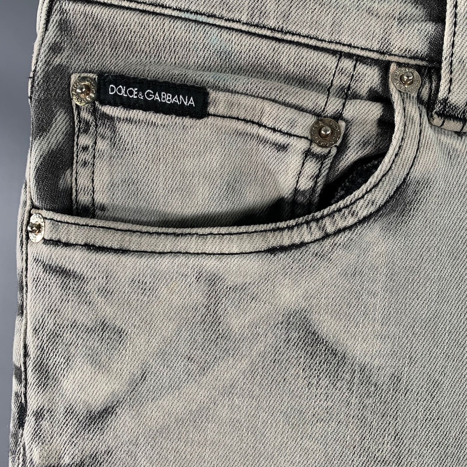 Dolce & Gabbana Size 30 Grey Cotton Blend Twill Skinny Zip Fly Jeans Size US 30 / EU 46 - 2 Thumbnail