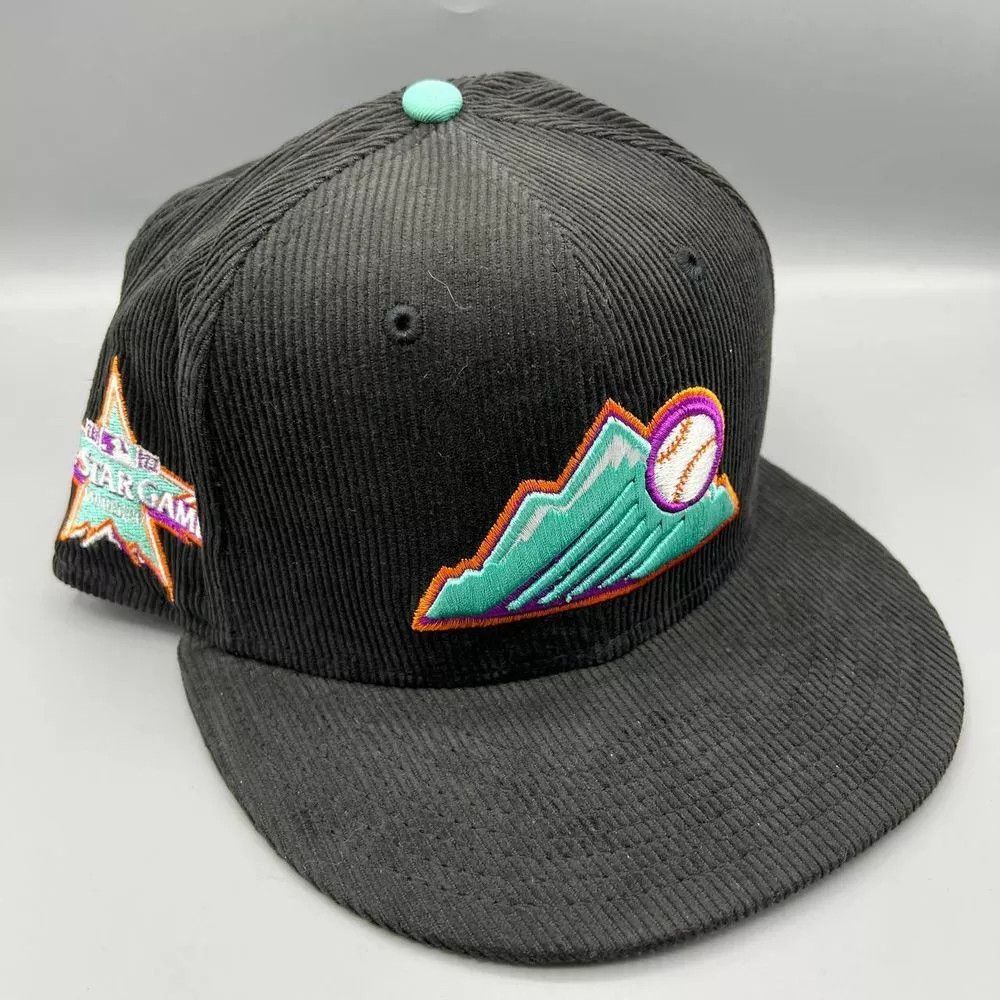 New Era Colorado Rockies Hat Men 7 5/8 Black Corduroy Fitted Cap Size ONE SIZE - 1 Thumbnail
