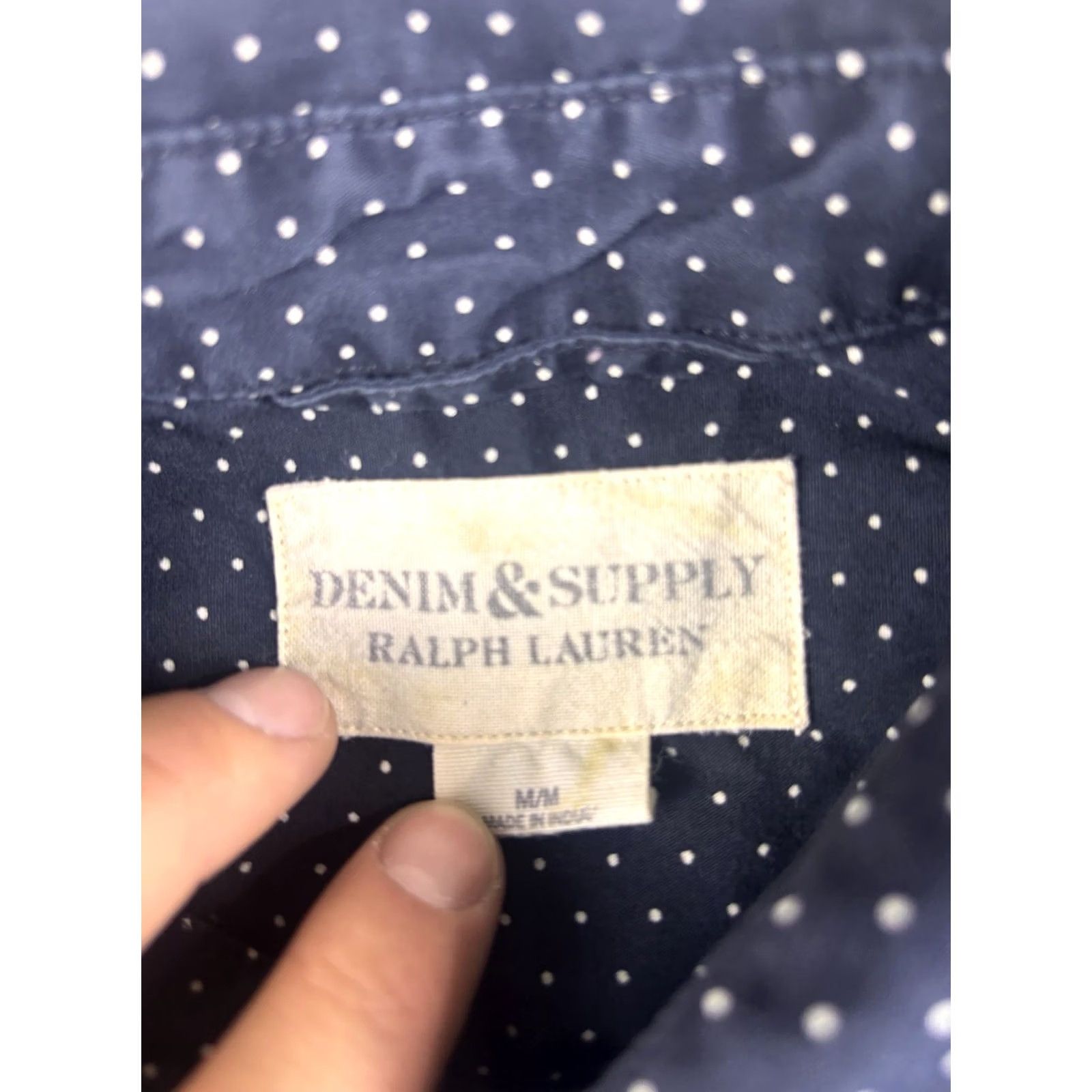 Vintage Denim & Supply Ralph Lauren Shirt Button-Up Long Sleeve Polka Dot Blue M Mens Regular Button Up Shirt Size US M / EU 48-50 / 2 - 5 Thumbnail