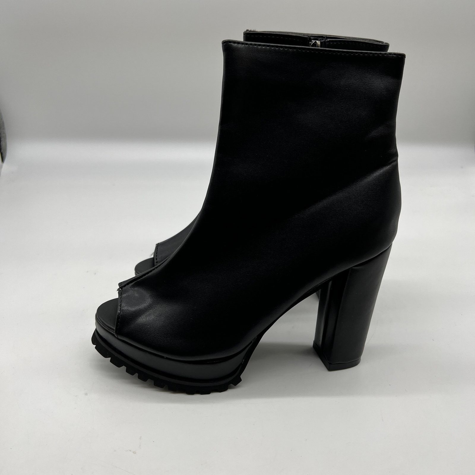 Other Chunky High Heel Booties Zipper Platform Open Toe Ankle Size US 6.5 / IT 36.5 - 4 Thumbnail