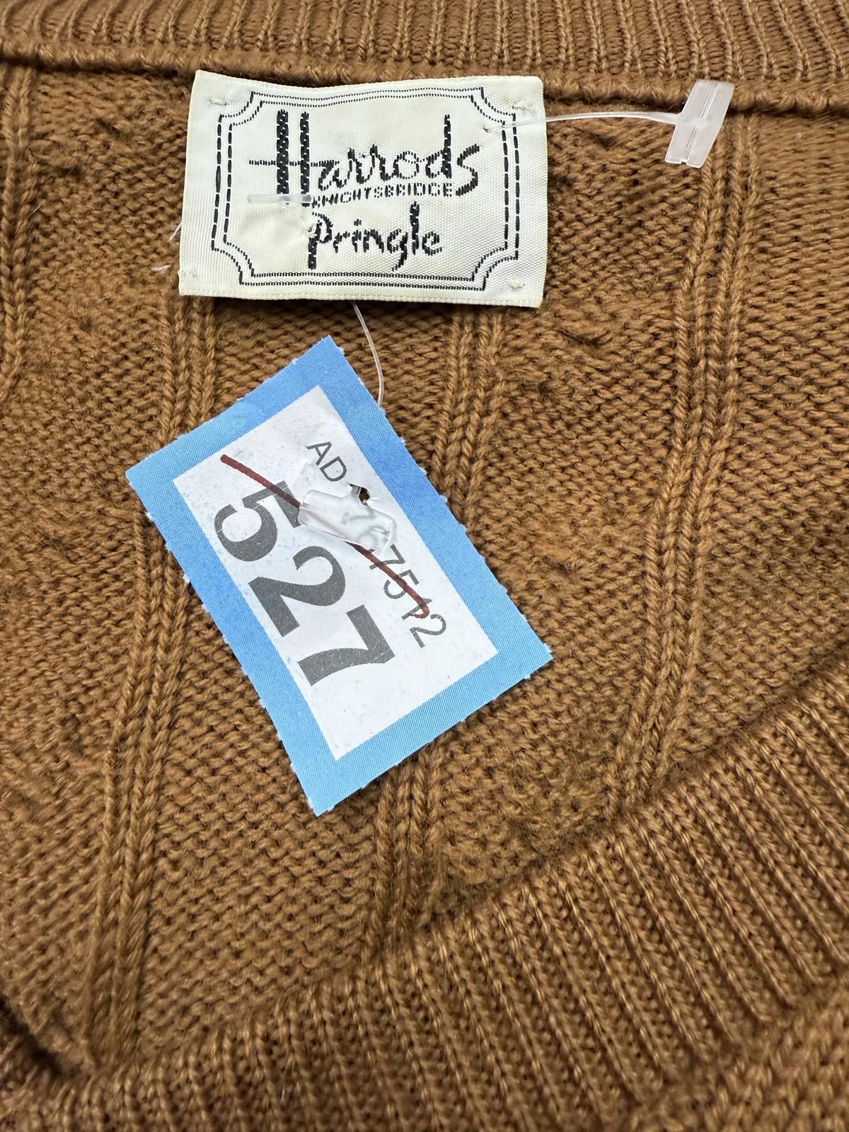 Pringle Of Scotland Vintage Pringle Harrods Cable Knit Sweater Brown V-Neck Size US L / EU 52-54 / 3 - 2 Thumbnail