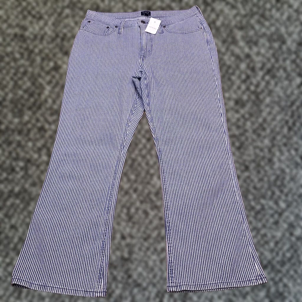 J.Crew J.CREW Jeans Womens 30 High Rise Crop Flare Striped Stretch Denim Blue 5-Pocket Modern Light Wash NWT Size 30" / US 8 / IT 44 - 1 Thumbnail