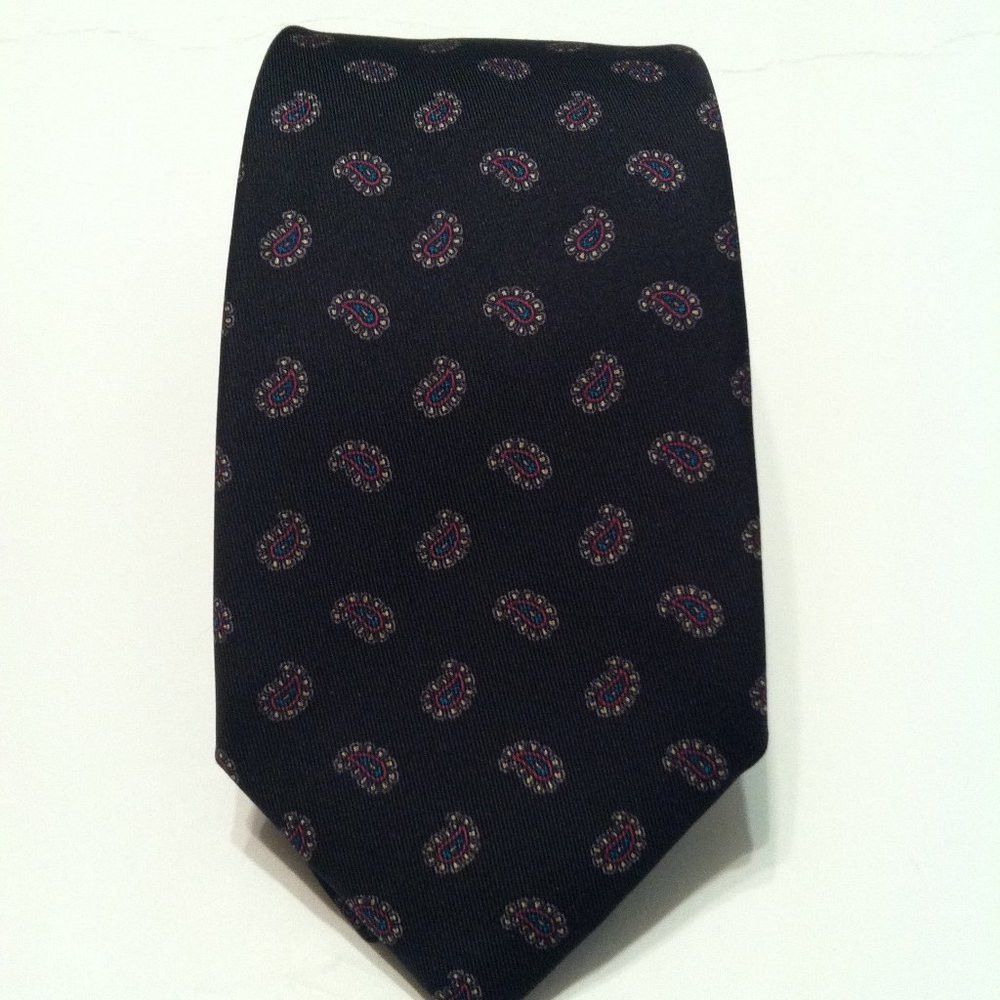 Robert Talbott ROBERT TALBOTT MENS NEW BLACK SILK TIE WIDTH: 3 1/8" Size ONE SIZE - 2 Thumbnail