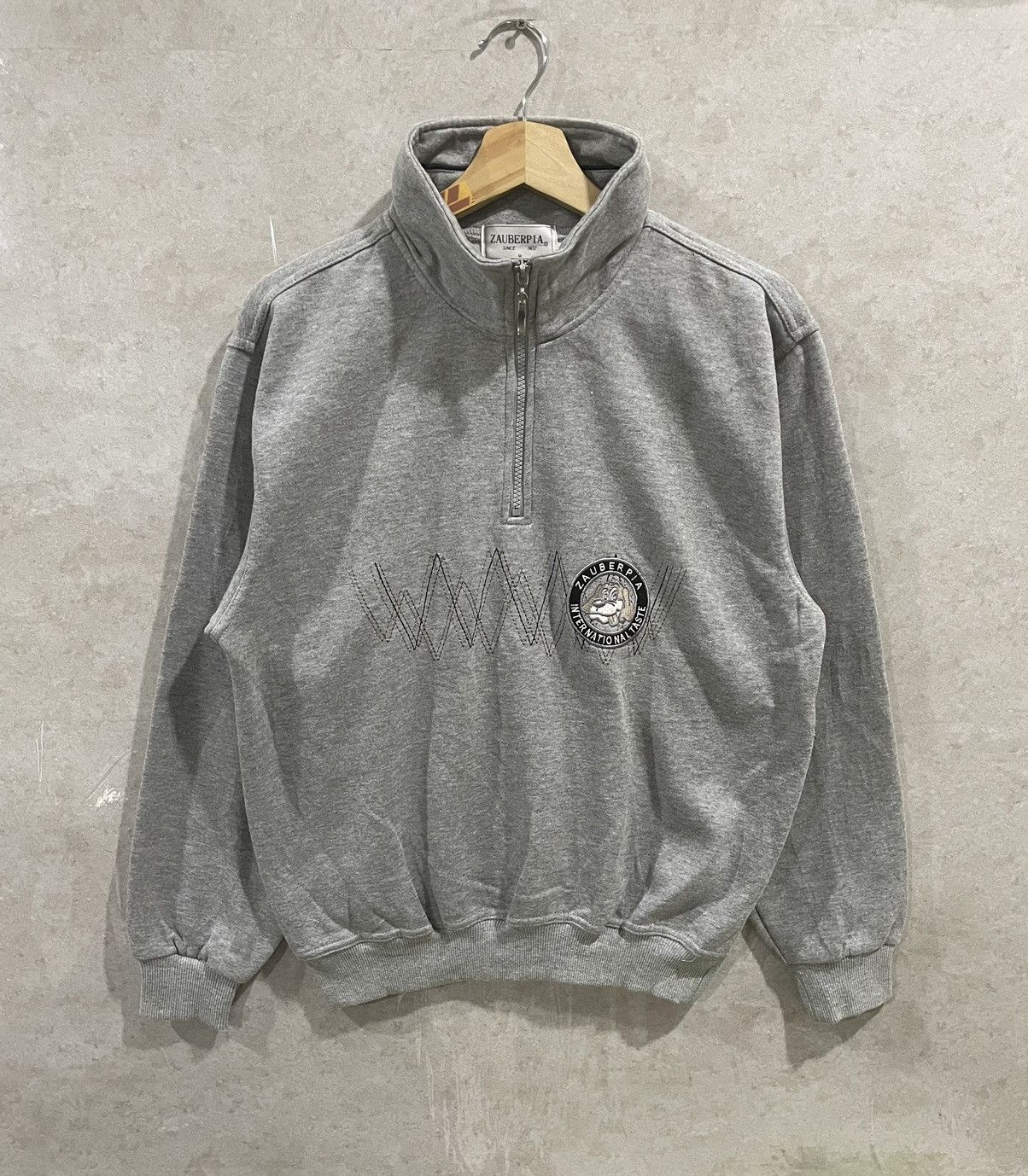 image of Vintage Zauberpia Half-Zip Sweatshirt in Grey, Men's (Size Medium)