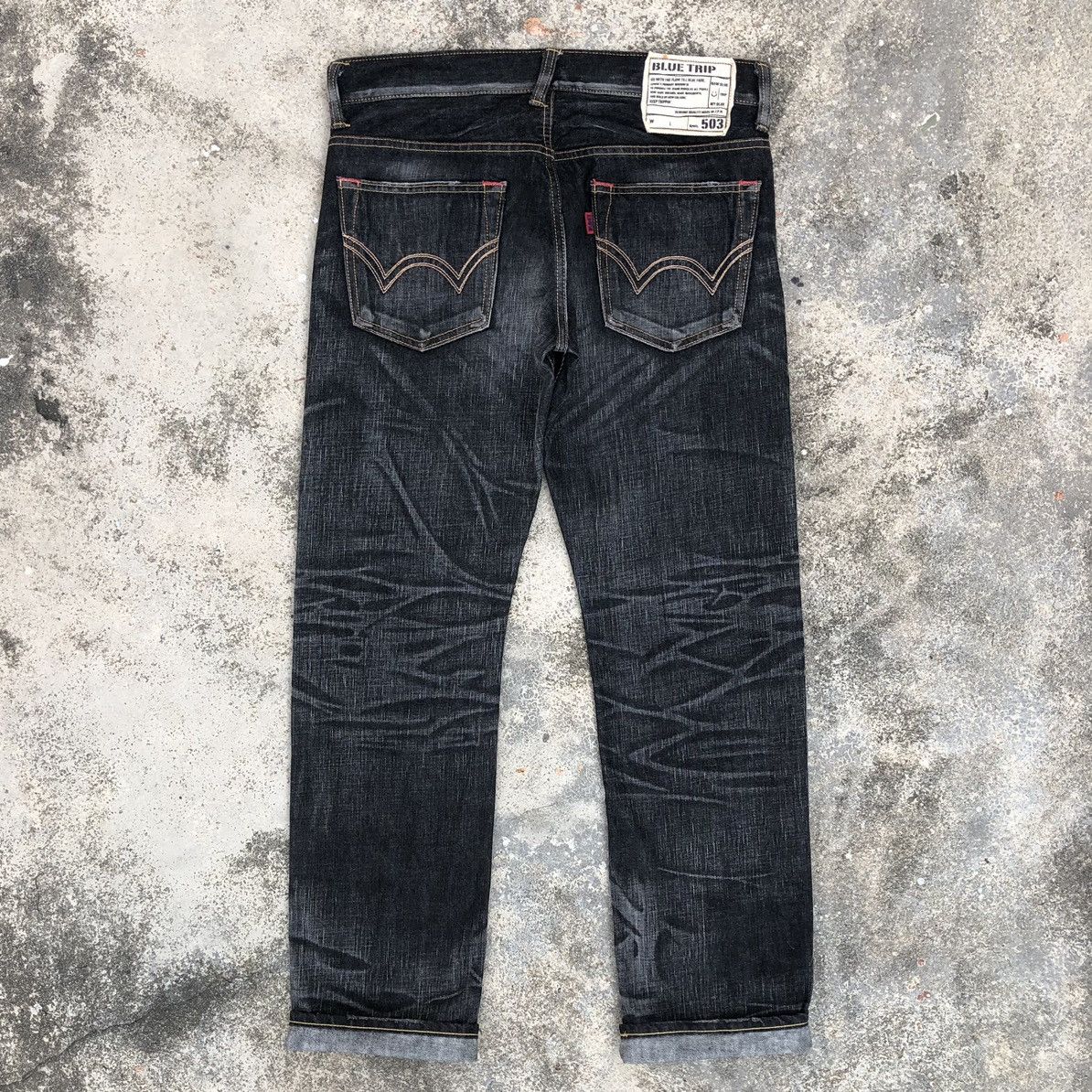 Edwin Vintage Edwin Blue Trip 503 Distressed Denim Jeans Size US 32 / EU 48 - 8 Thumbnail