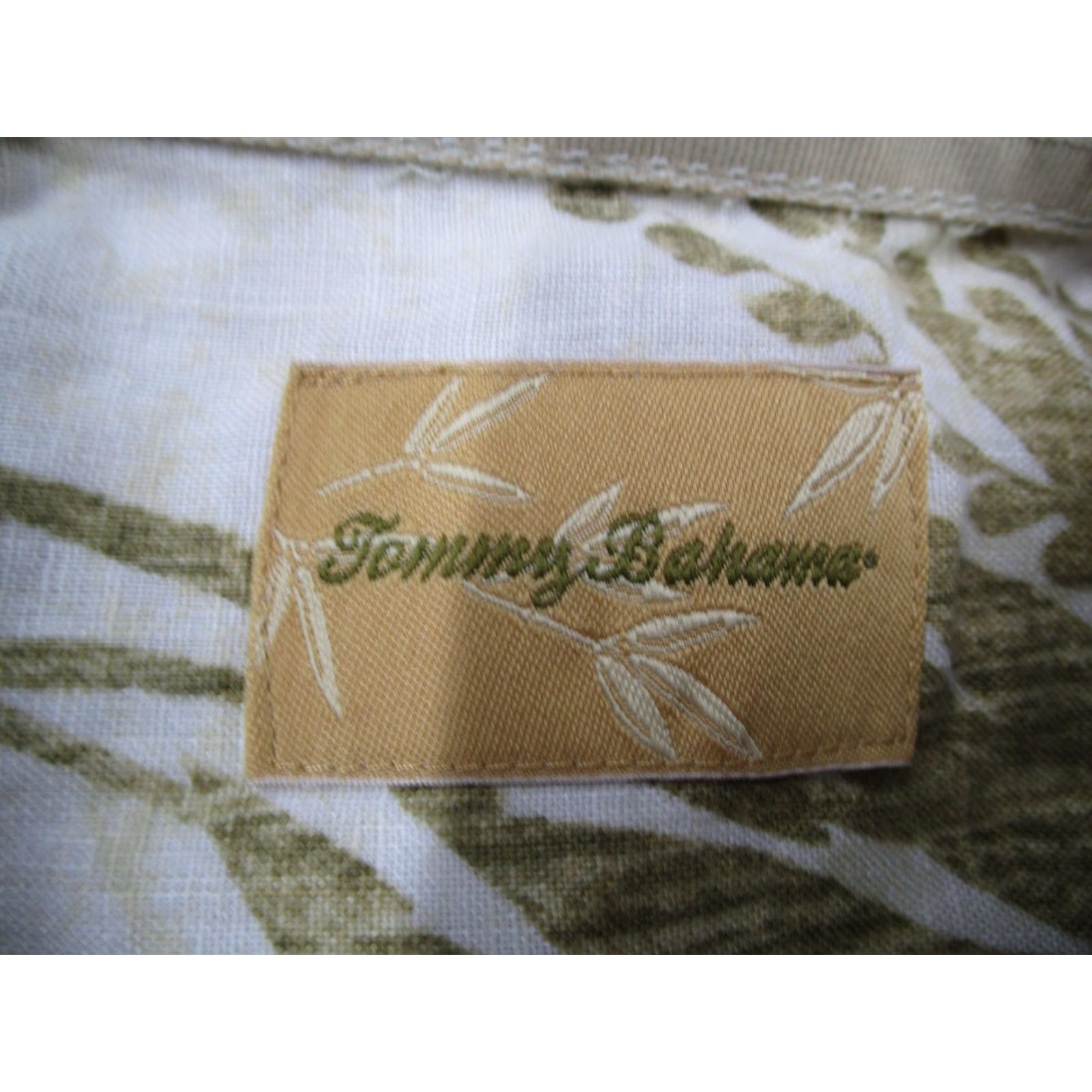 Tommy Bahama Tommy Bahama Shirt Mens Large Linen Hawaiian Camp White Green Leaf Button Up Short Sleeve Size US L / EU 52-54 / 3 - 3 Thumbnail