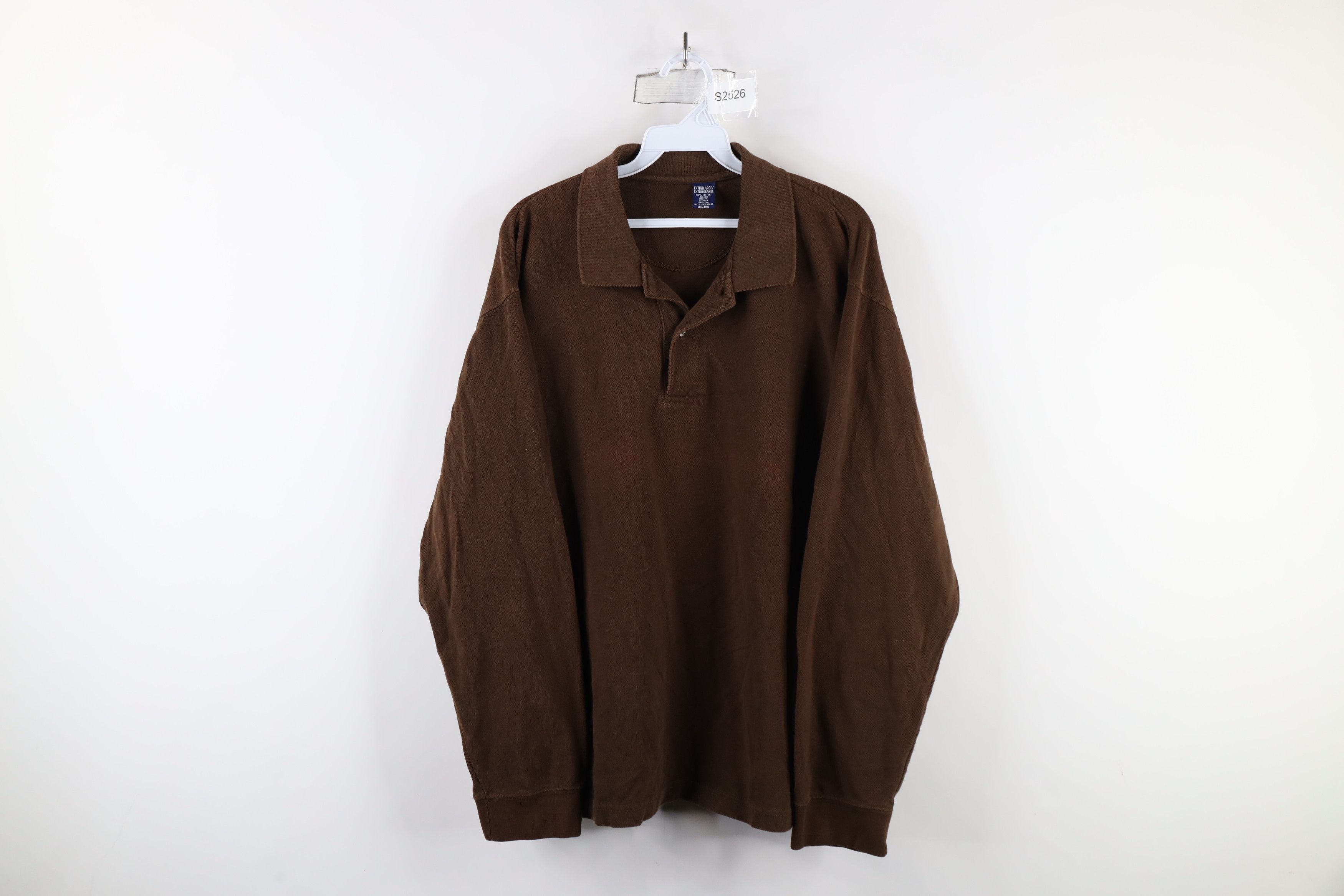 Vintage Vintage 90s Streetwear Long Sleeve Rugby Polo Shirt Brown Size US XL / EU 56 / 4 - 1 Thumbnail