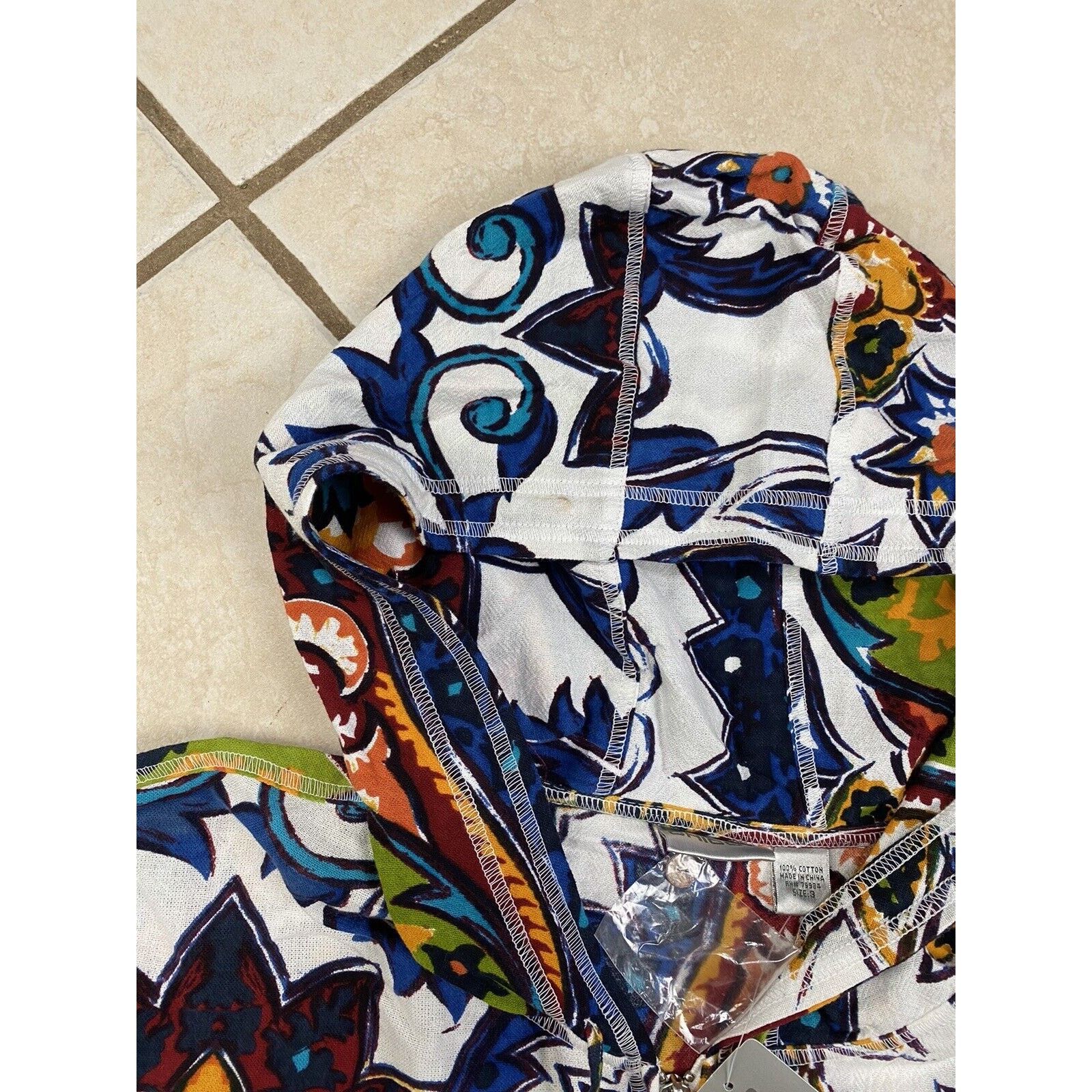 Chicos NWT Chico's Lightweight Paisley Hoodie 3/4 Tab Sleeve Zip Size XL / US 12-14 / IT 48-50 - 8 Thumbnail