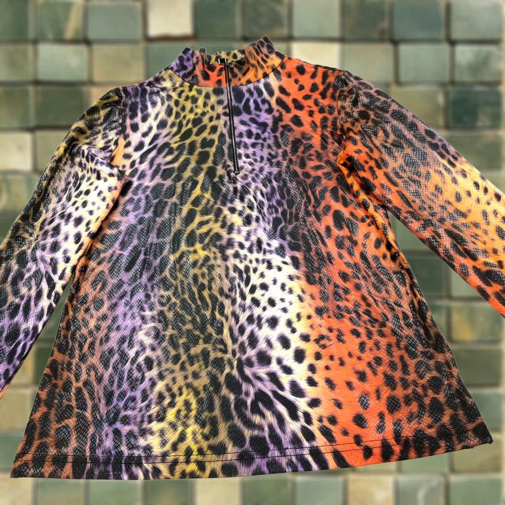 Gloverall Snoskins Pullover Shirt M Medium 1/4 Zip Long Sleeve Multicolor Colorful Artsy All Over Print Mint Women Size M / US 6-8 / IT 42-44 - 1 Thumbnail