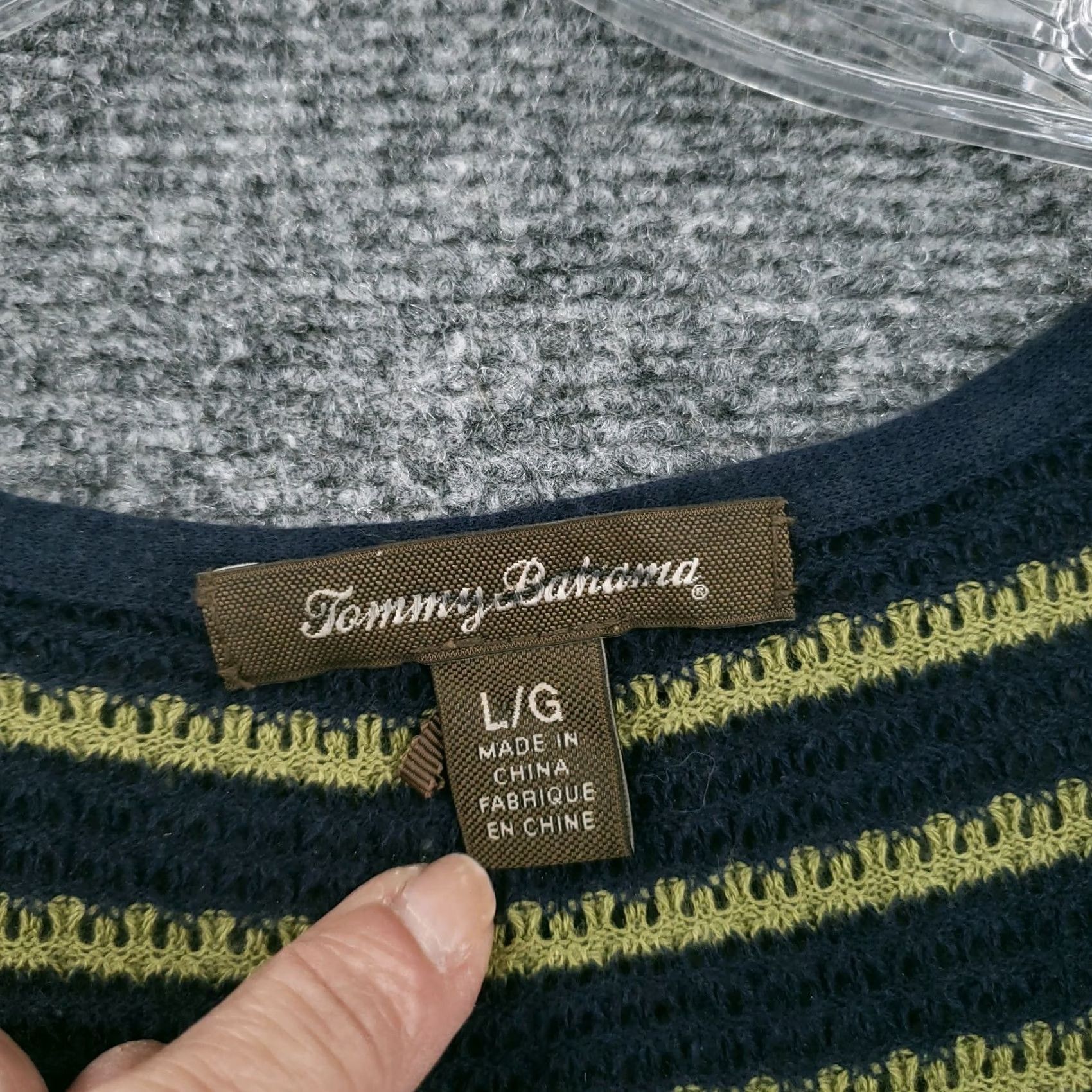Tommy Bahama Tommy Bahama Sweater Womens L Large Green Striped Open Knit Long Sleeve Pullover Size L / US 10 / IT 46 - 7 Thumbnail