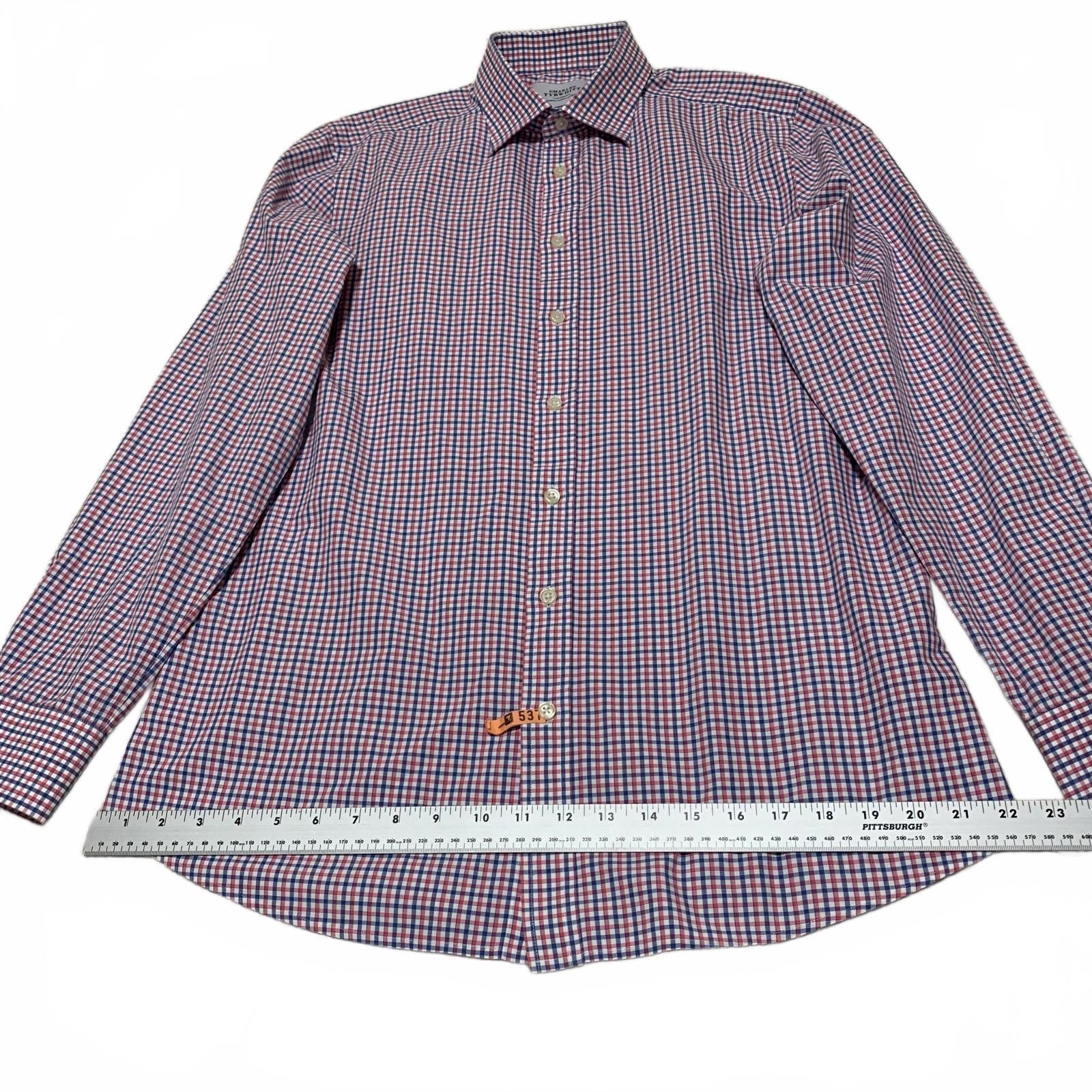 Charles Tyrwhitt Charles Tyrwhitt Slim Fit Men's 16/36 Red Blue Check Shirt Size 38R - 8 Thumbnail