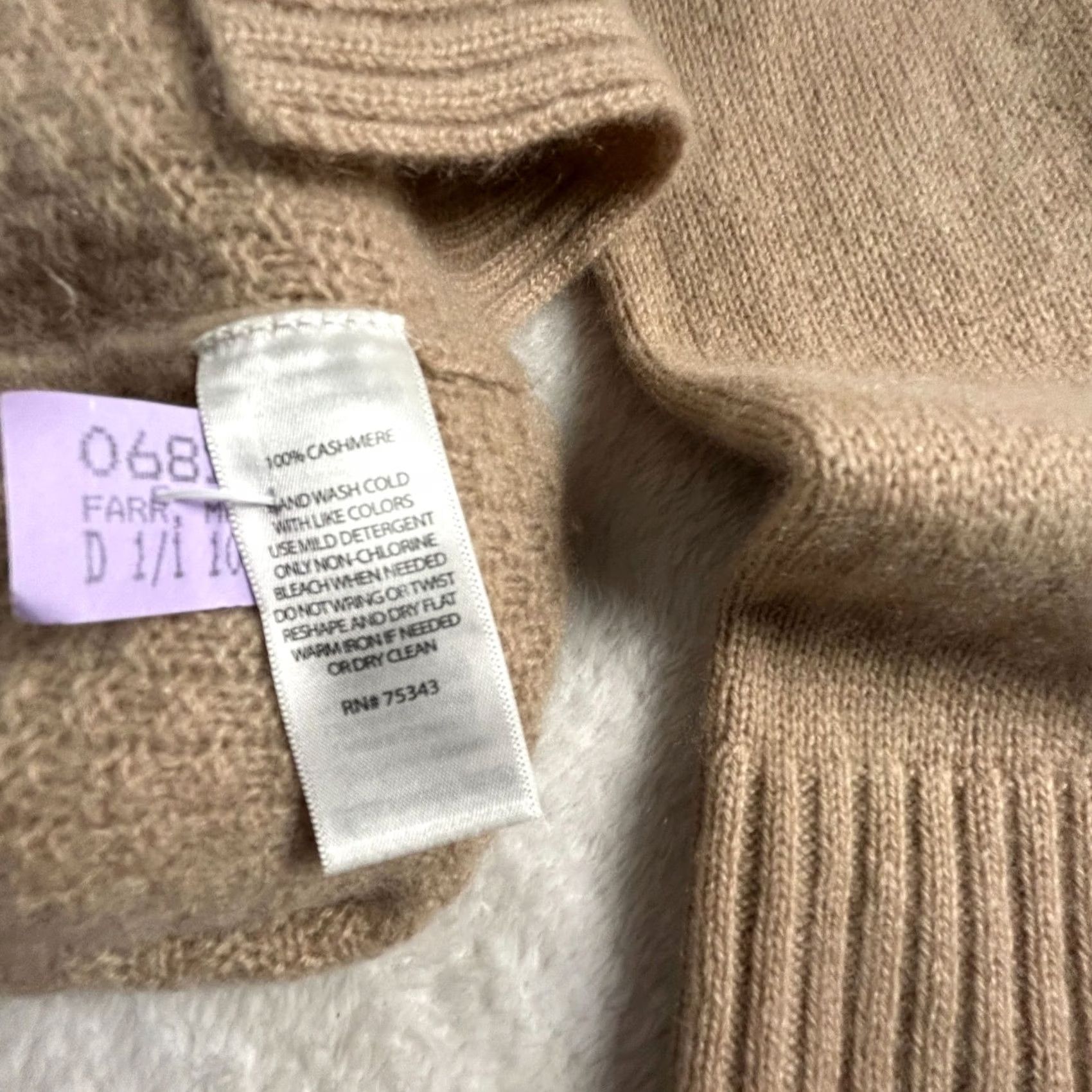 Cynthia Rowley Cynthia Rowley Womens Beige Cashmere Cable Knit Sweater Large Crew Neck Pullover Knit Size L / US 10 / IT 46 - 4 Thumbnail