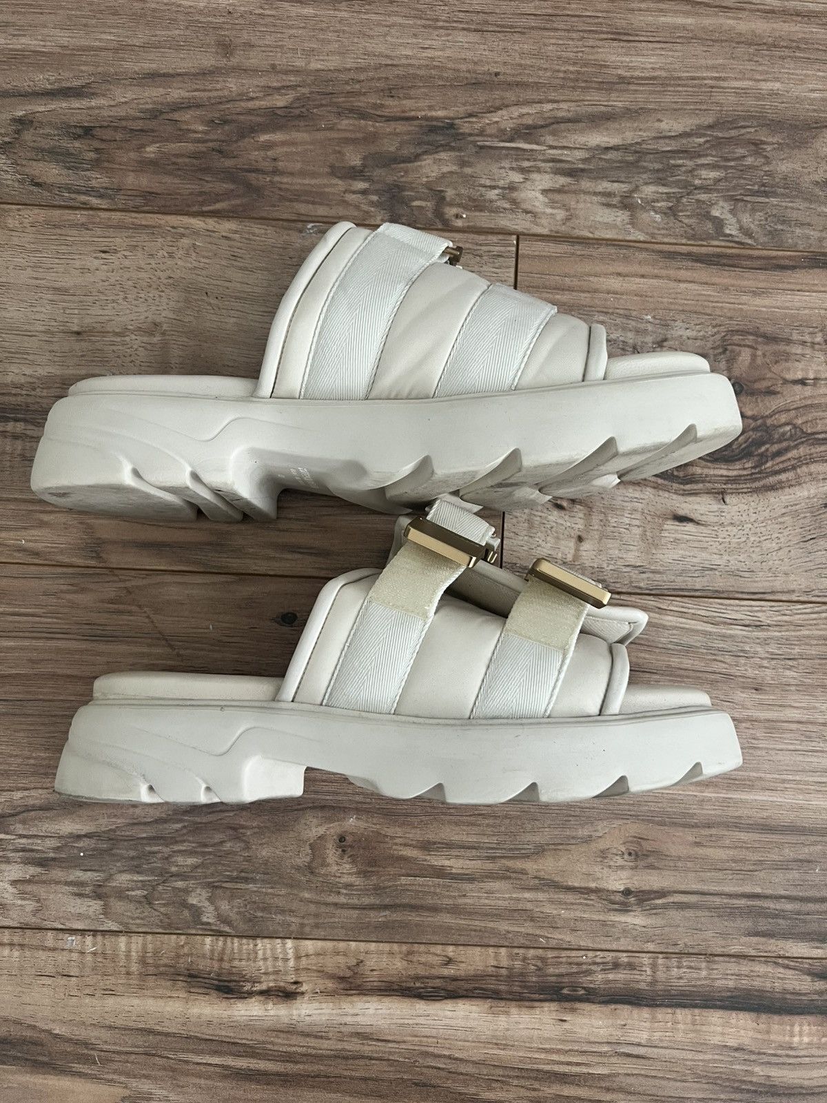 Bottega Veneta Bottega Veneta Flash Leather Strap Sandals - White / Gold Size US 10 / EU 43 - 5 Thumbnail