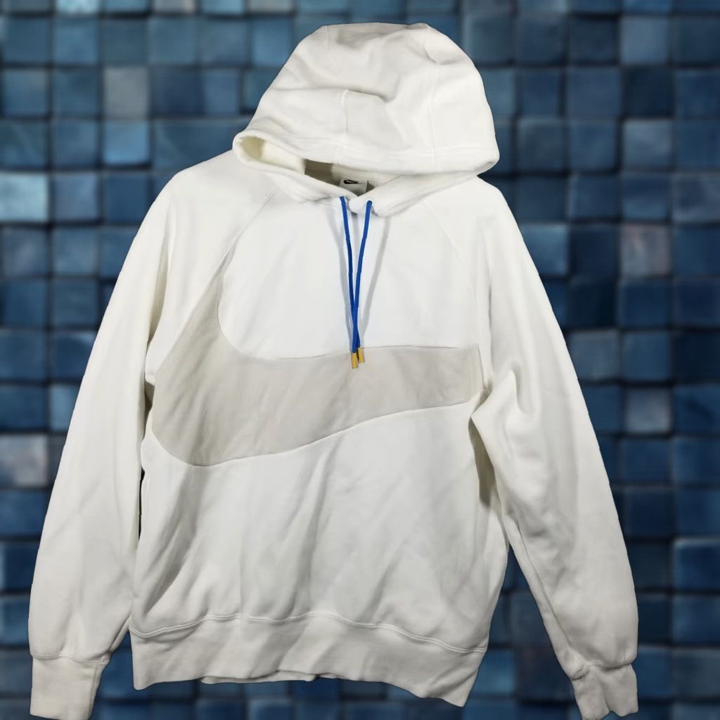 Nike NIKE Sportswear Swoosh Pullover Hoodie M White Grey Tech Fleece Hooded New Mens Size US M / EU 48-50 / 2 - 1 Thumbnail