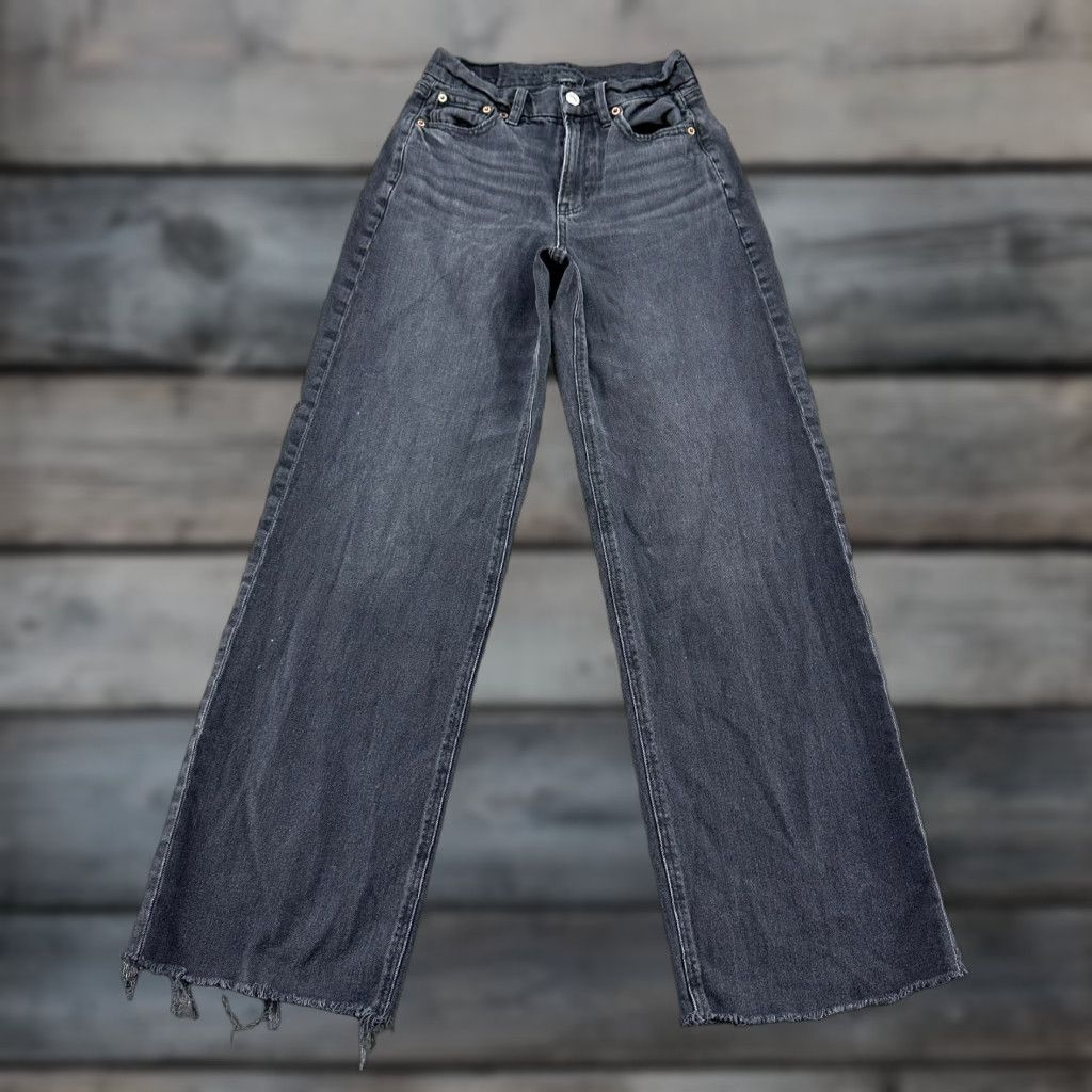 American Eagle Outfitters VINTAGE American Eagle Outfitters Jeans Womens 0 Long Black Curvy Super High Rise Baggy Straight 90s Grunge Retro Rock Distressed Jeans Womens 0 Black Size 25" / US 0 / IT 36 - 1 Thumbnail