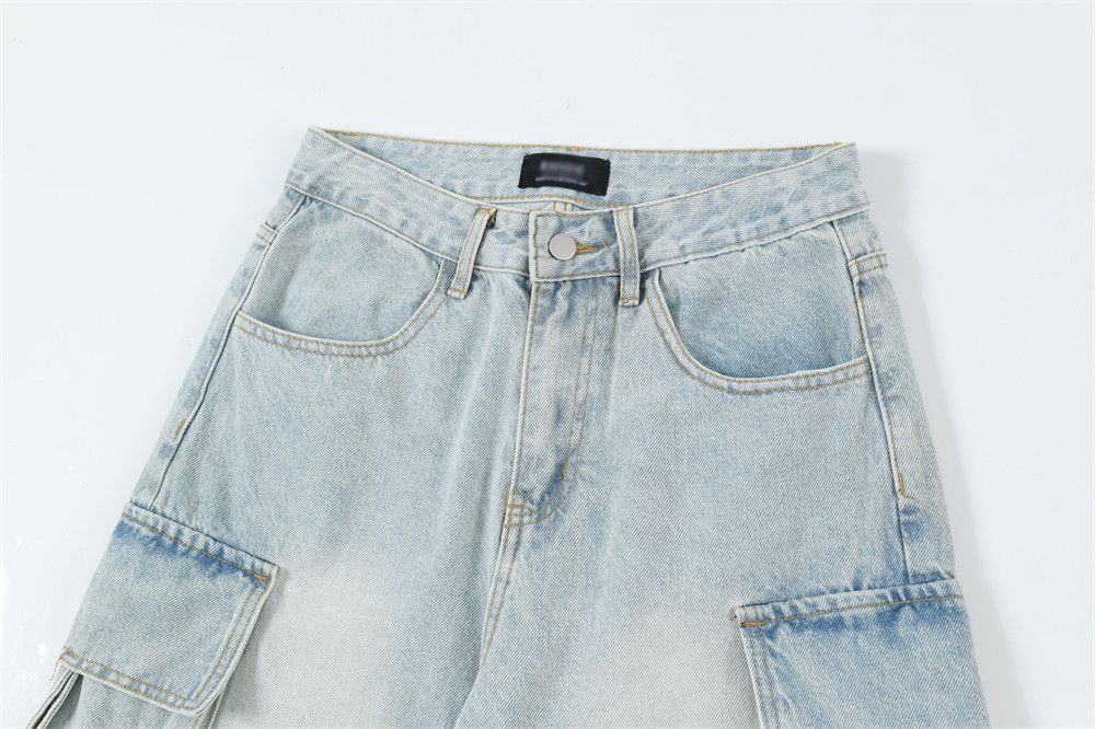 Japanese Brand × Jean Men's trendy multi-pocket loose wide-leg washed work jeans Size US 32 / EU 48 - 4 Thumbnail