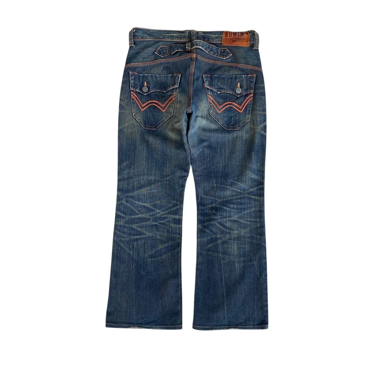 Edwin × Vintage FLARED EDWIN EXCLUSIVE VINTAGE MUDWASH CLAWMARK BUCKLE BACK Size US 34 / EU 50 - 1 Thumbnail