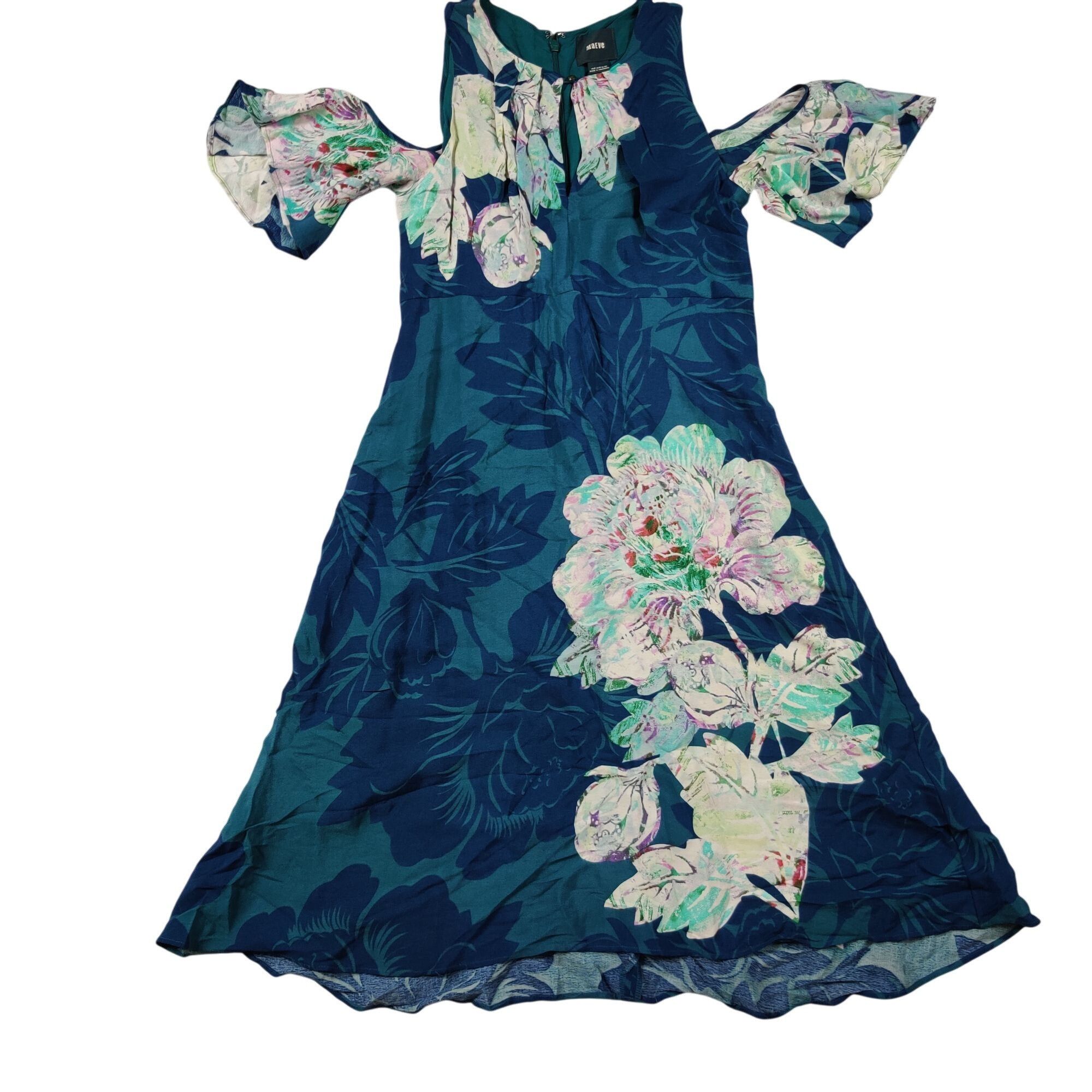 Other Maeve 2 Teal Cold Shoulder Floral A-Line Dress Romantic Femi Size XS / US 0-2 / IT 36-38 - 1 Thumbnail
