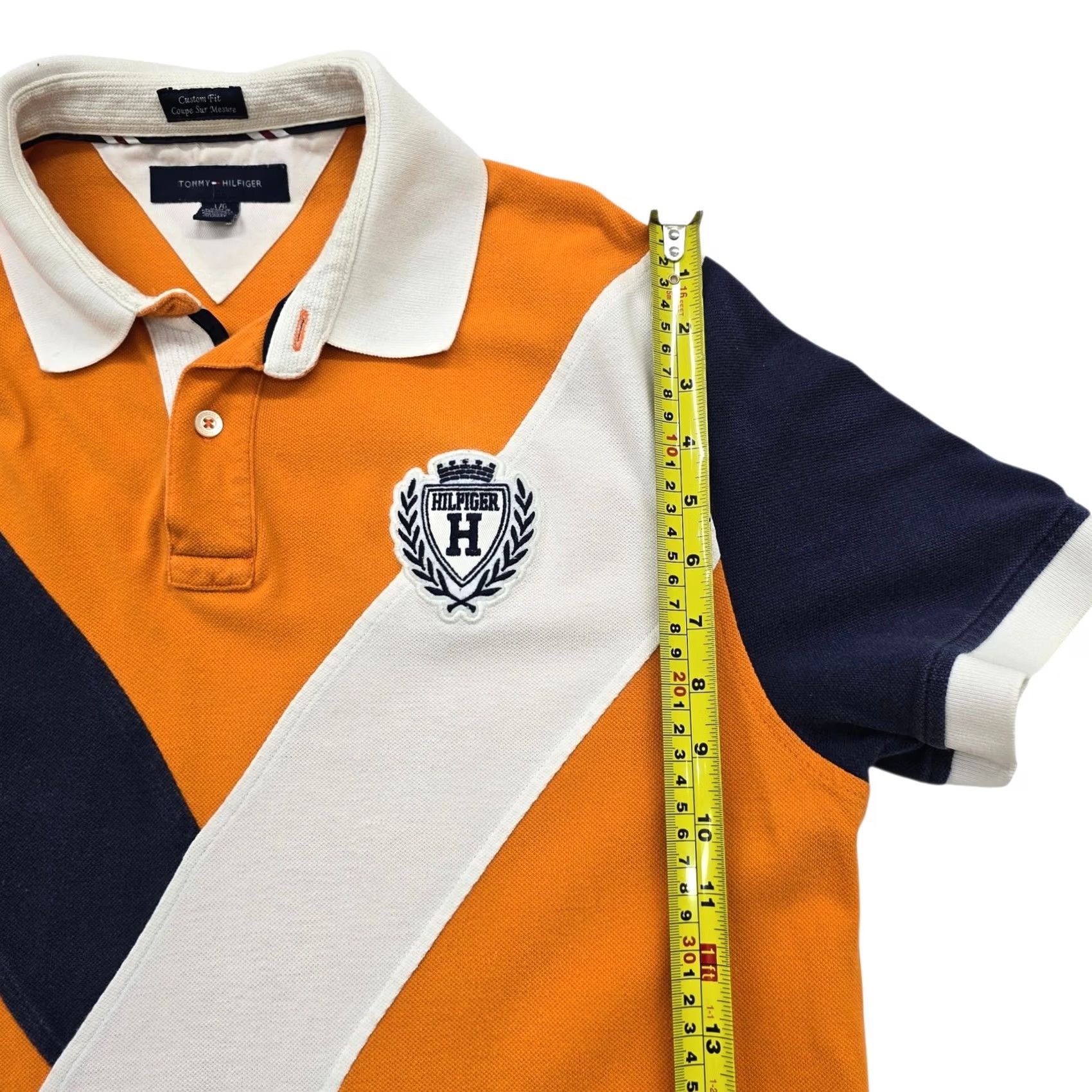 Tommy Hilfiger Tommy Hilfiger Polo Shirt Color Block Men's L Regular Orange Navy White Shirt Size US L / EU 52-54 / 3 - 6 Thumbnail