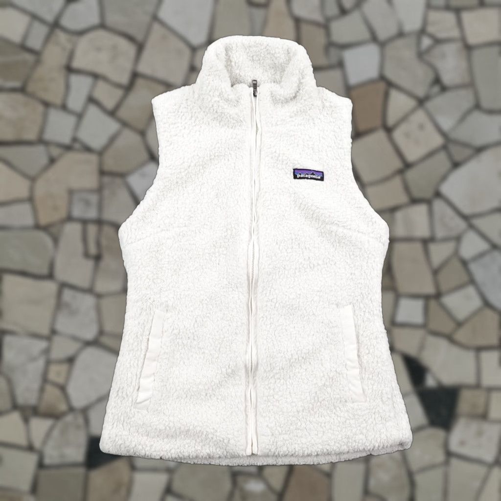 Patagonia Vest Womens XS White Fleece Sherpa High Pile Full Zip Gilet