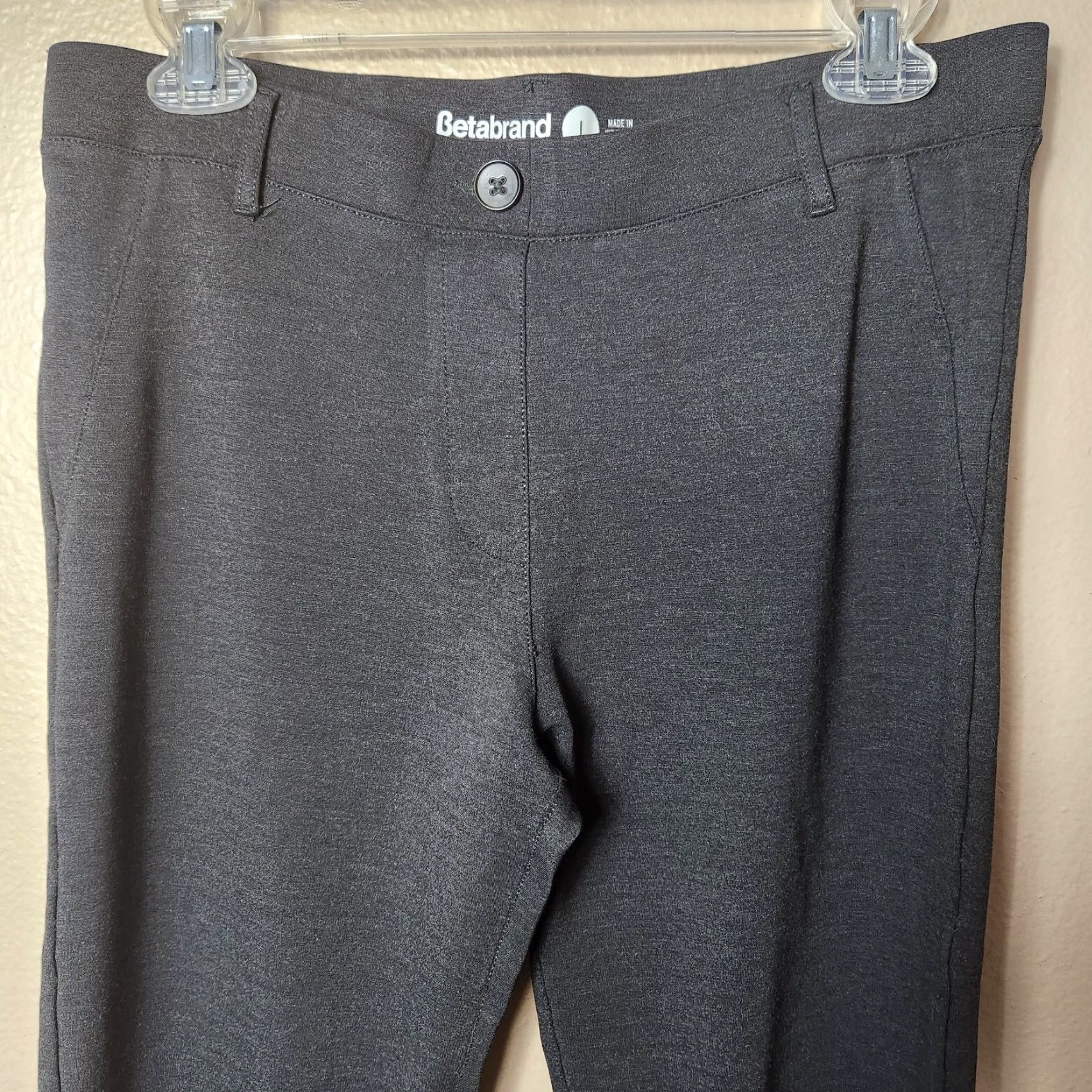 Vintage Betabrand Charcoal Gray Yoga Dress Straight Leg Pull-on Pants L Womens Dress Pants Gray Size 36" / US 14 / IT 50 - 2 Thumbnail