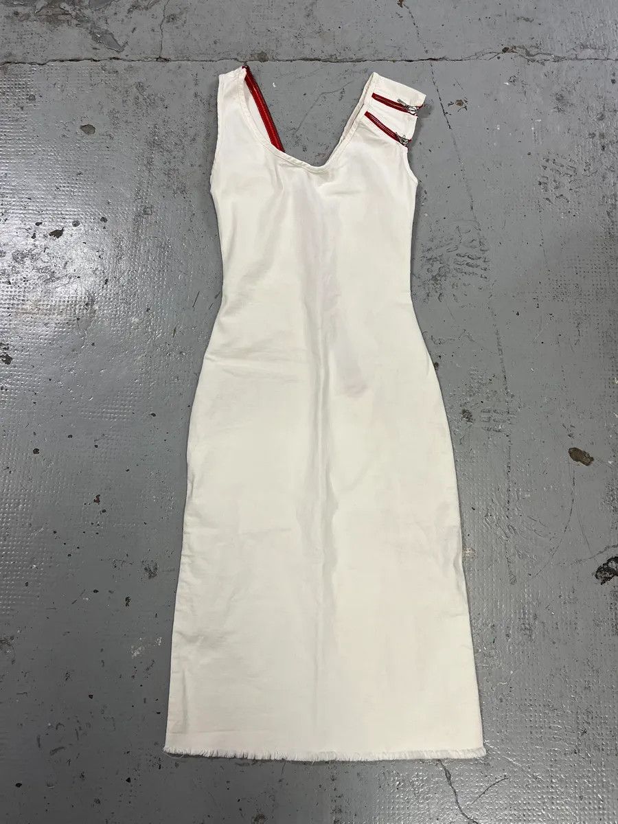 Vintage 2000s Plein Sud Red Zip White Dress Size XS / US 0-2 / IT 36-38 - 3 Thumbnail