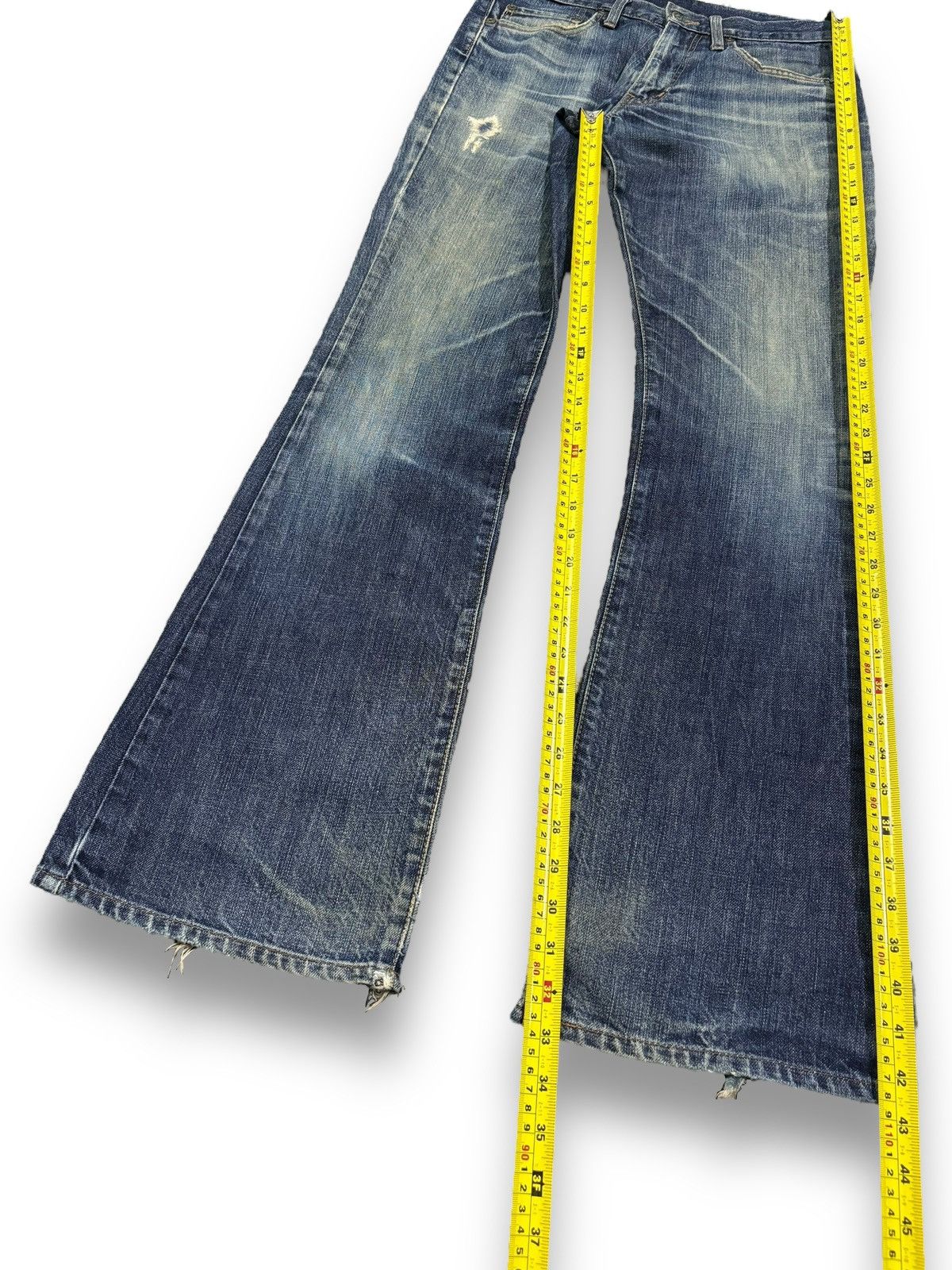 Tornado Mart Japanese Brand Kamikaze Attack Flare Distressed Jeans Size US 31 - 15 Thumbnail