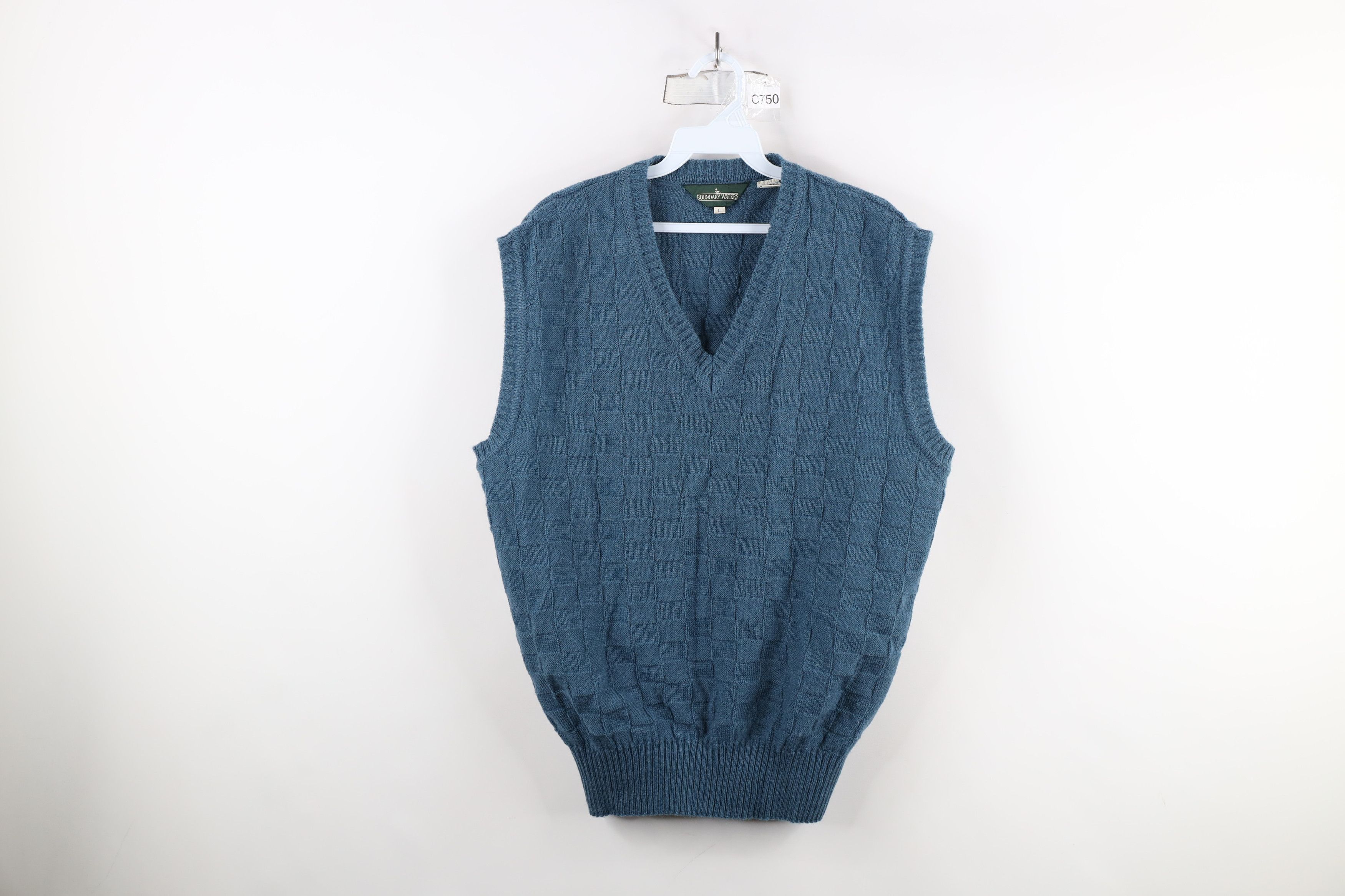Vintage Vintage 90s Streetwear Knit V-Neck Sweater Vest Blue Size L / US 10 / IT 46 - 1 Thumbnail