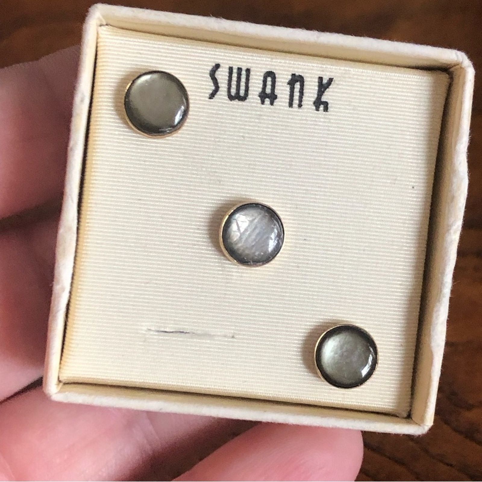 Other Vintage men’s Swank grey with gold setting shirt studs NIB Size ONE SIZE - 3 Thumbnail