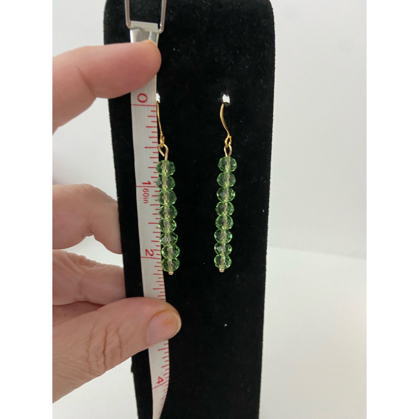 Handmade green bead earrings Size ONE SIZE - 3 Thumbnail