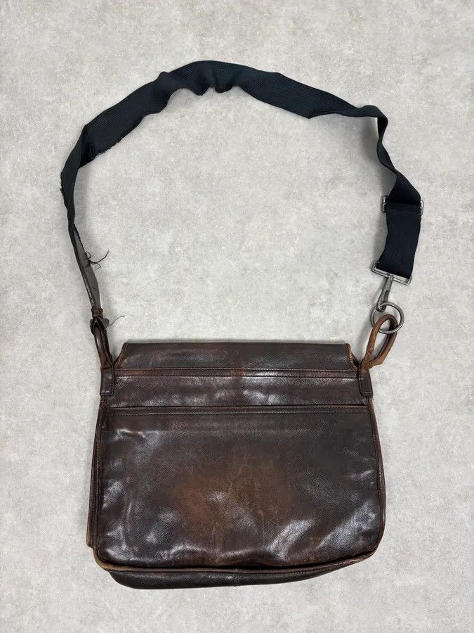 Yves Saint Laurent 2000s Yves Saint Laurent Brown Eroded Leather Shoulder Bag Size ONE SIZE - 6 Thumbnail