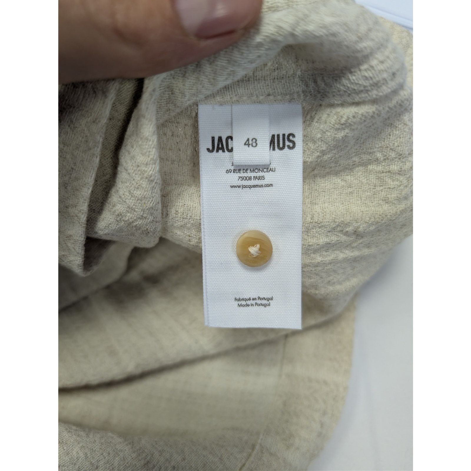Jacquemus o1rshd1 La Chemise Fonccio camp-collar Button up shirt Beige Size US M / EU 48-50 / 2 - 17 Thumbnail