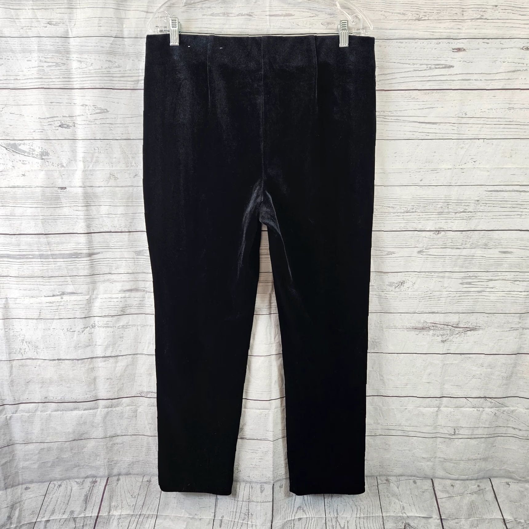 Vintage Chico's Womens Velvet Pants Pull On Solid Black 12 High Rise Ankle Size 34" / US 12 / IT 48 - 3 Thumbnail