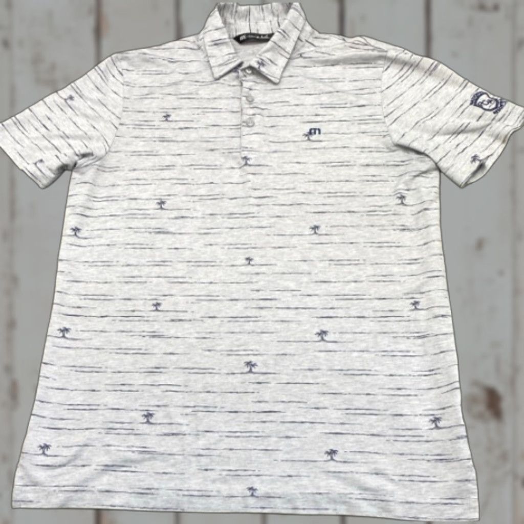 TravisMathew Travis Matthews Polo Shirt Men's M Short Sleeve Grey Palm Trees Golf 5841 Size US M / EU 48-50 / 2 - 1 Thumbnail