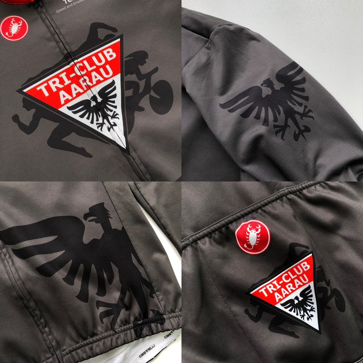 Other Costelli Tri-Club Aarau Full Zip Cycling Jersey Grey Size US XL / EU 56 / 4 - 6 Thumbnail