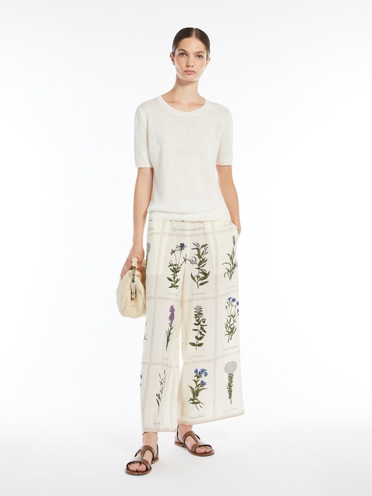 Weekend Max Mara Weekend Max Mara Lory Floral Silk Wide-Leg Trousers Size 27" / US 4 / IT 40 - 2 Thumbnail