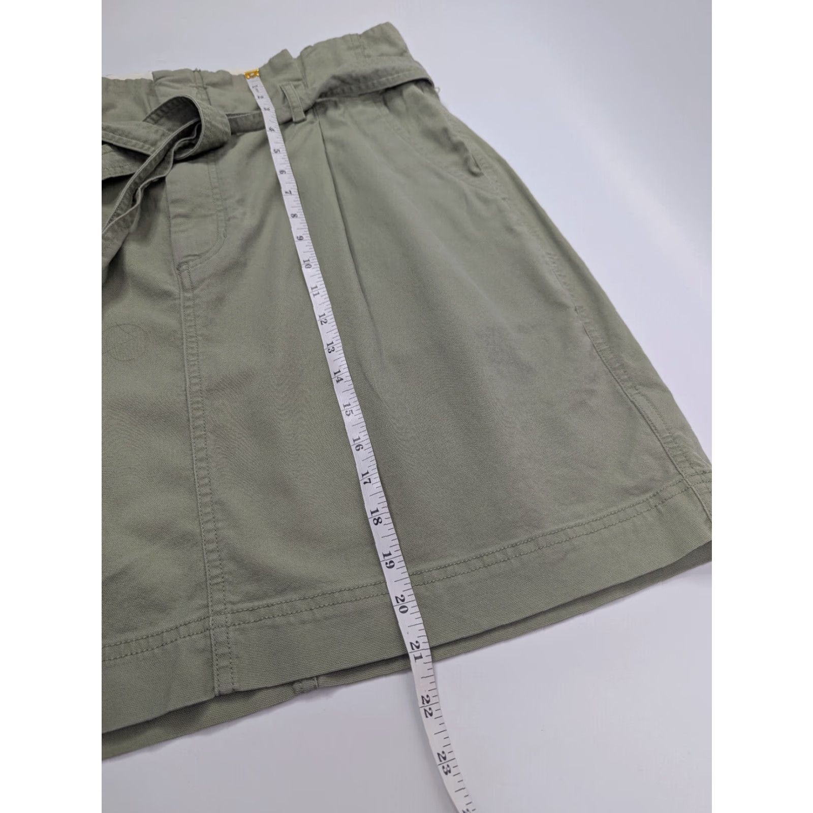 Gap Gap Womens Skirt Paperbag Mini Belted Green Size 14 Cotton Lyocell Douglas Size 36" / US 14 / IT 50 - 3 Thumbnail