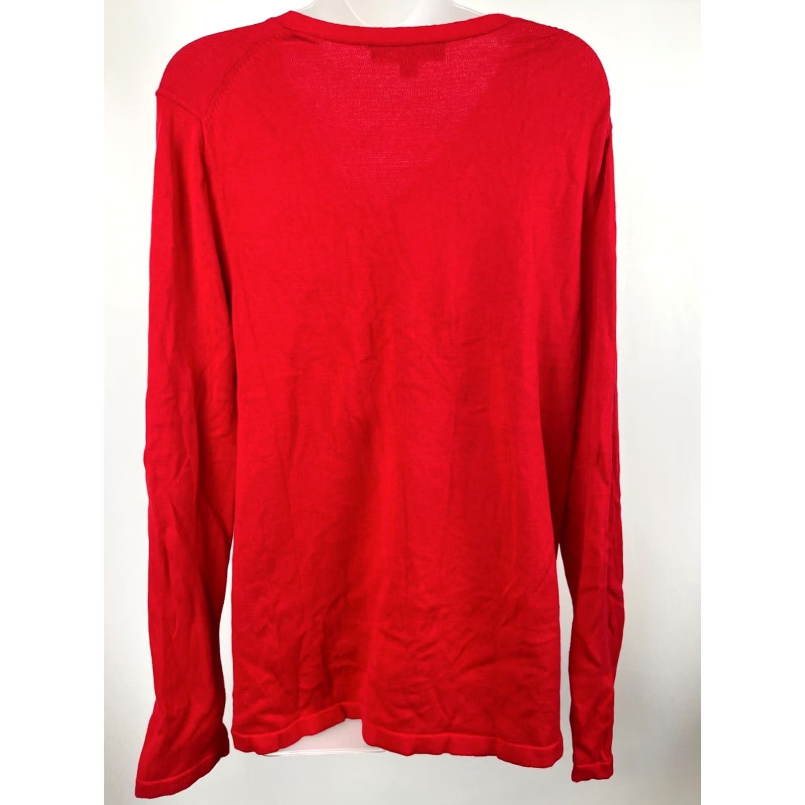 Tommy Hilfiger Tommy Hilfiger Sweater Womens XL Red V Neck Long Sleeve Studded Cotton Knit Size XL / US 12-14 / IT 48-50 - 5 Thumbnail