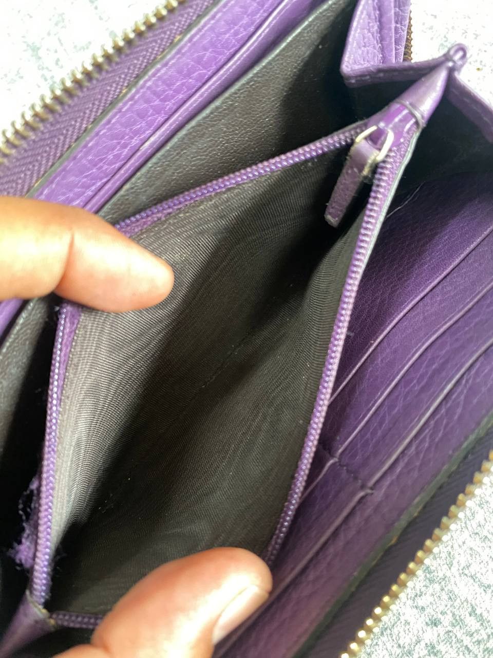 Gucci Gucci Soho GG Zip Around Leather Wallet Purple Size ONE SIZE - 13 Thumbnail