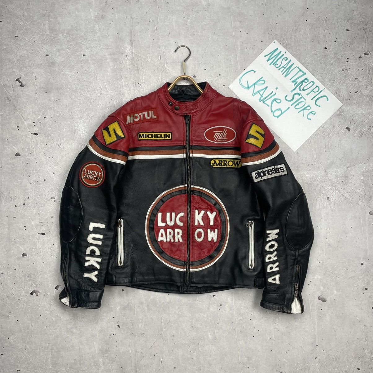 Vintage Vintage Racing Leather Jacket Luxury Arrow y2k Size US L / EU 52-54 / 3 - 3 Thumbnail