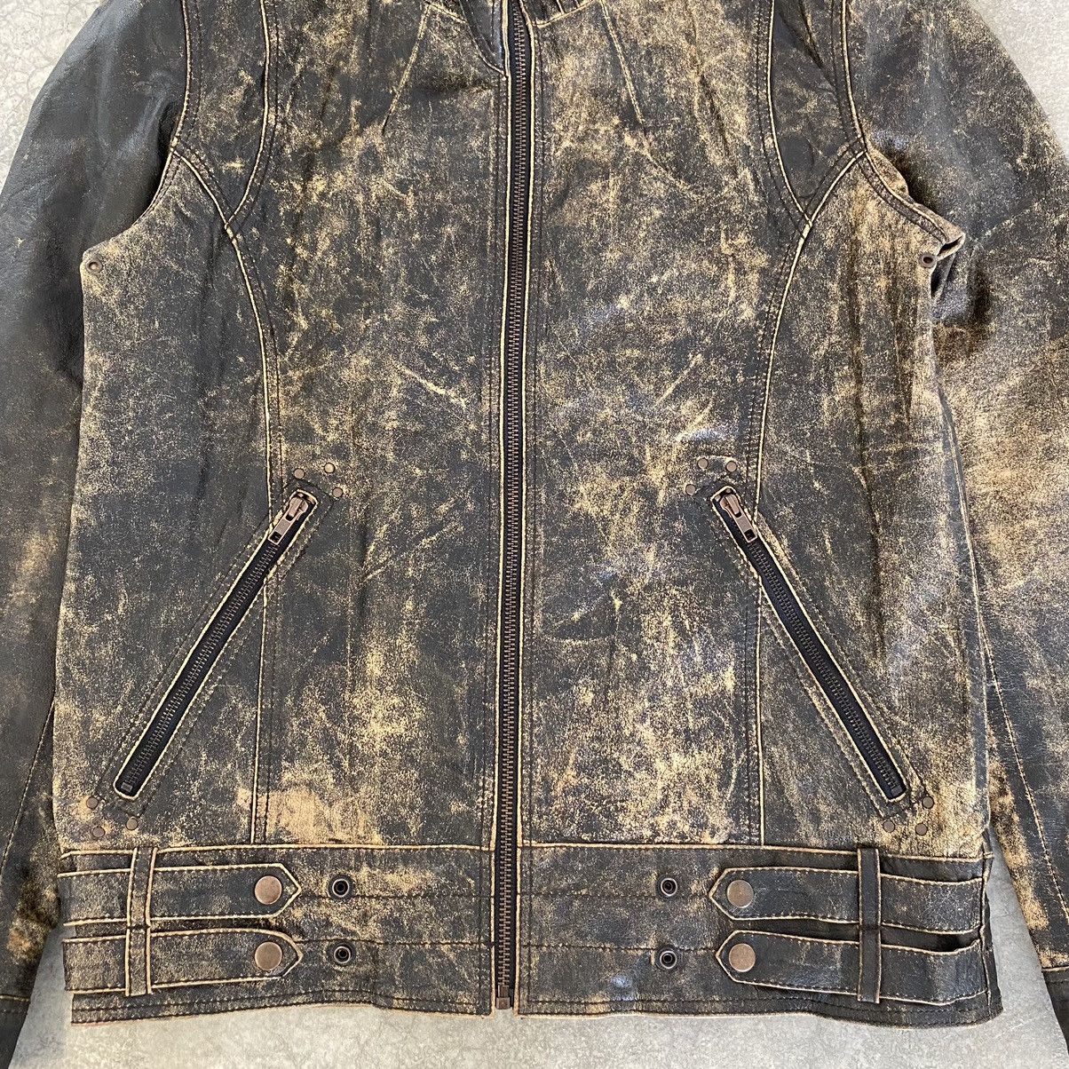 Leather Vintage Mass & Only Faded Patina Buffalo Leather Moto Jacket Size US M / EU 48-50 / 2 - 9 Thumbnail