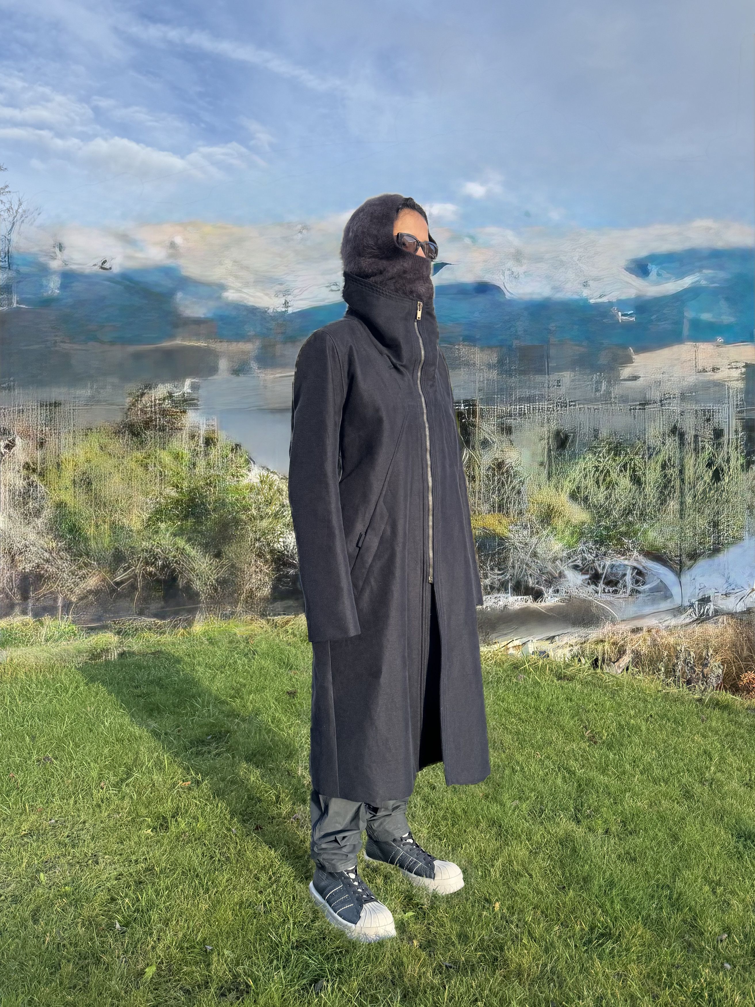 Rick Owens Rick Owens Long Black Ramie Winter Coat Size US L / EU 52-54 / 3 - 5 Thumbnail