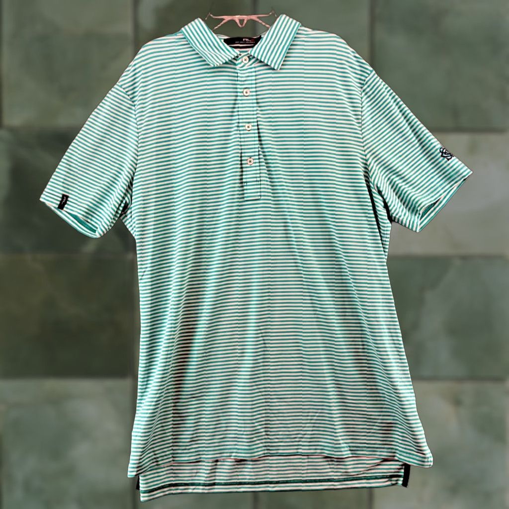 Ralph Lauren Ralph Lauren RLX Polo Mens Large Striped Green and White Polo Size US L / EU 52-54 / 3 - 1 Thumbnail