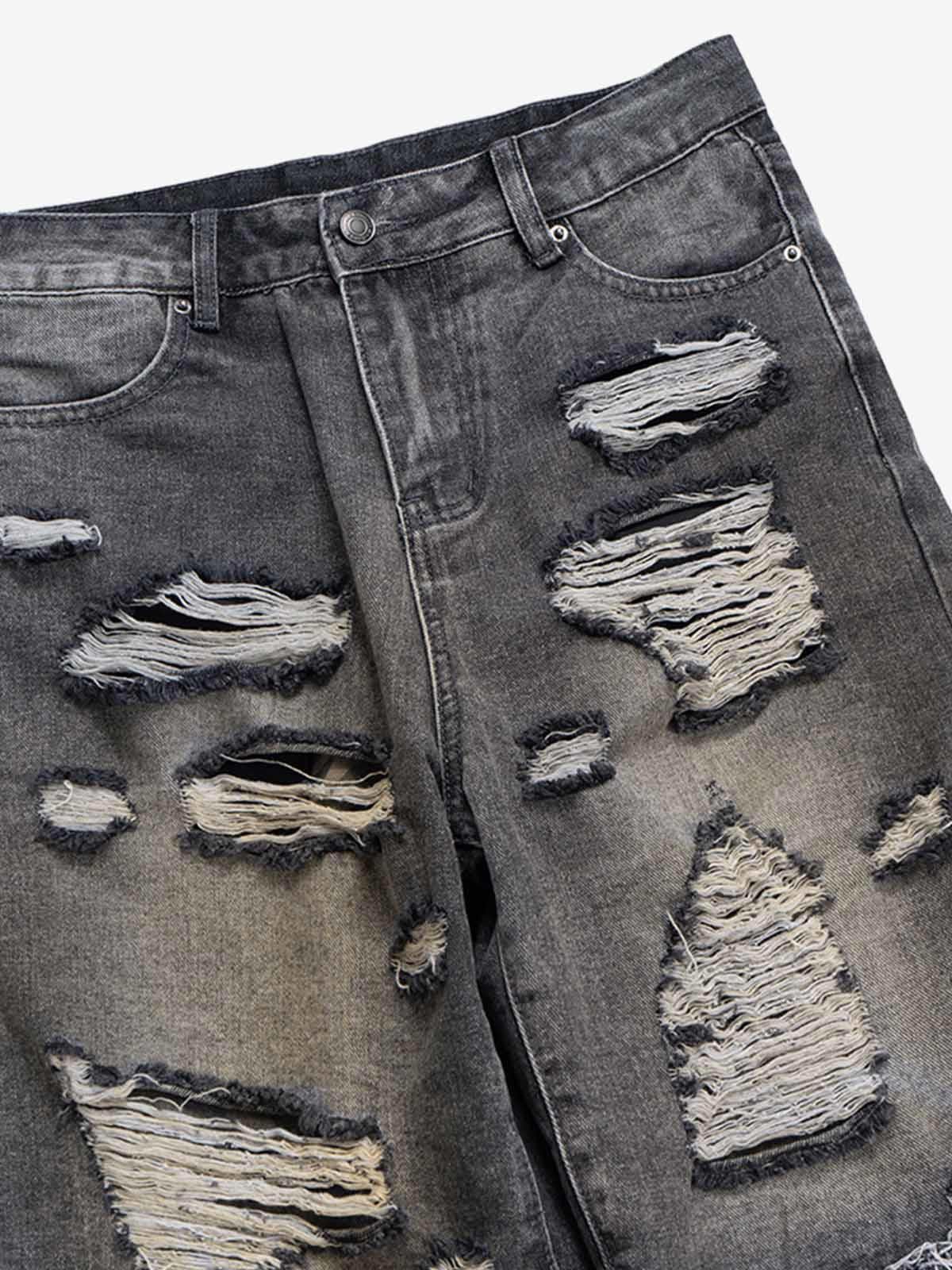 Jean Camouflage Patchwork Flared Wide-leg Ripped Jeans Size US 32 / EU 48 - 5 Thumbnail
