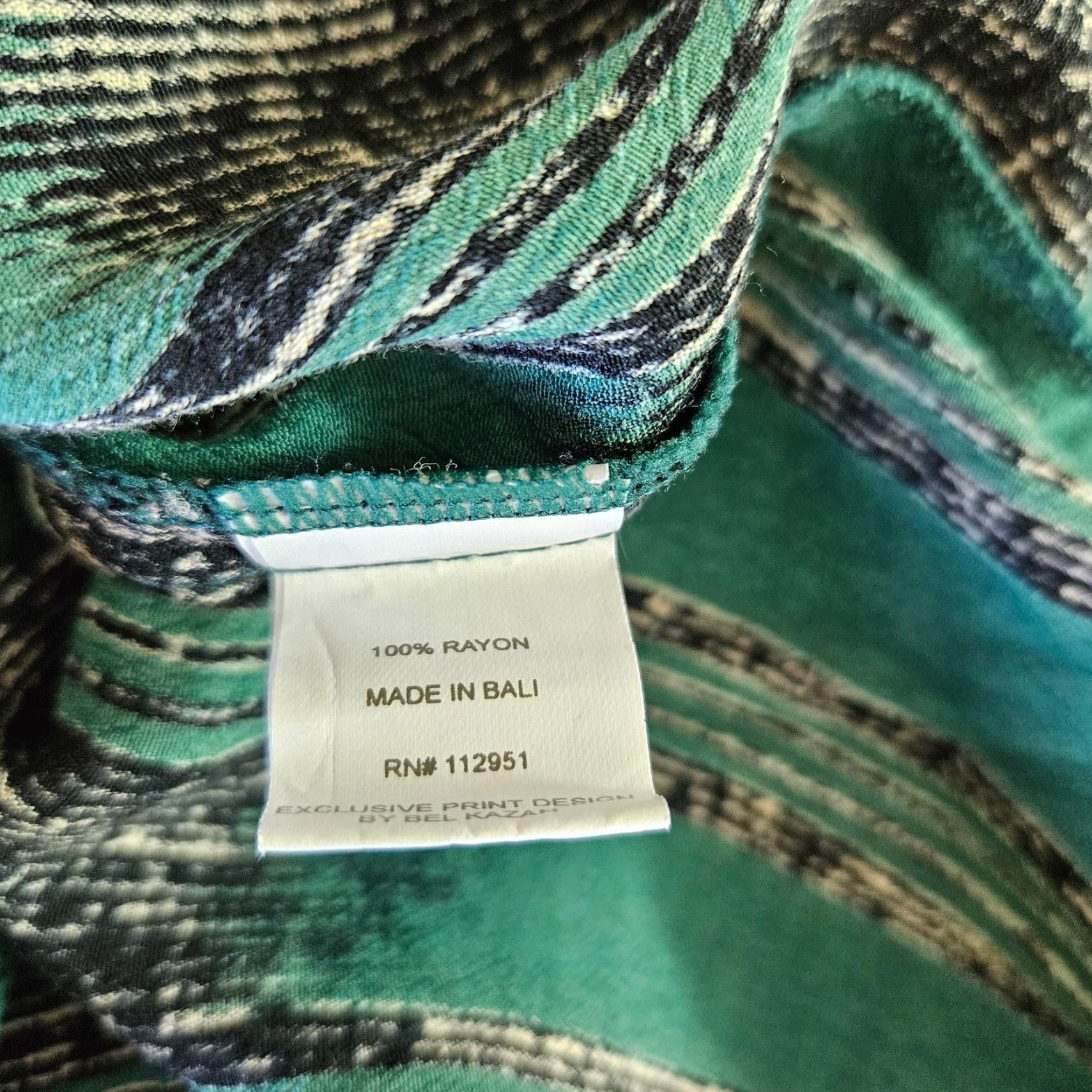Vintage Bel Kazan Womens Top Blouse Long Sleeve Rayon M Green Size M / US 6-8 / IT 42-44 - 4 Thumbnail