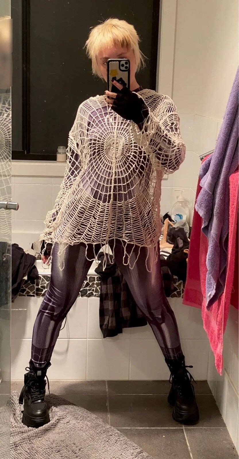 Designer Y2K Spider Web with Holes Hooded Pullover Knitted Sweater Size US L / EU 52-54 / 3 - 5 Thumbnail