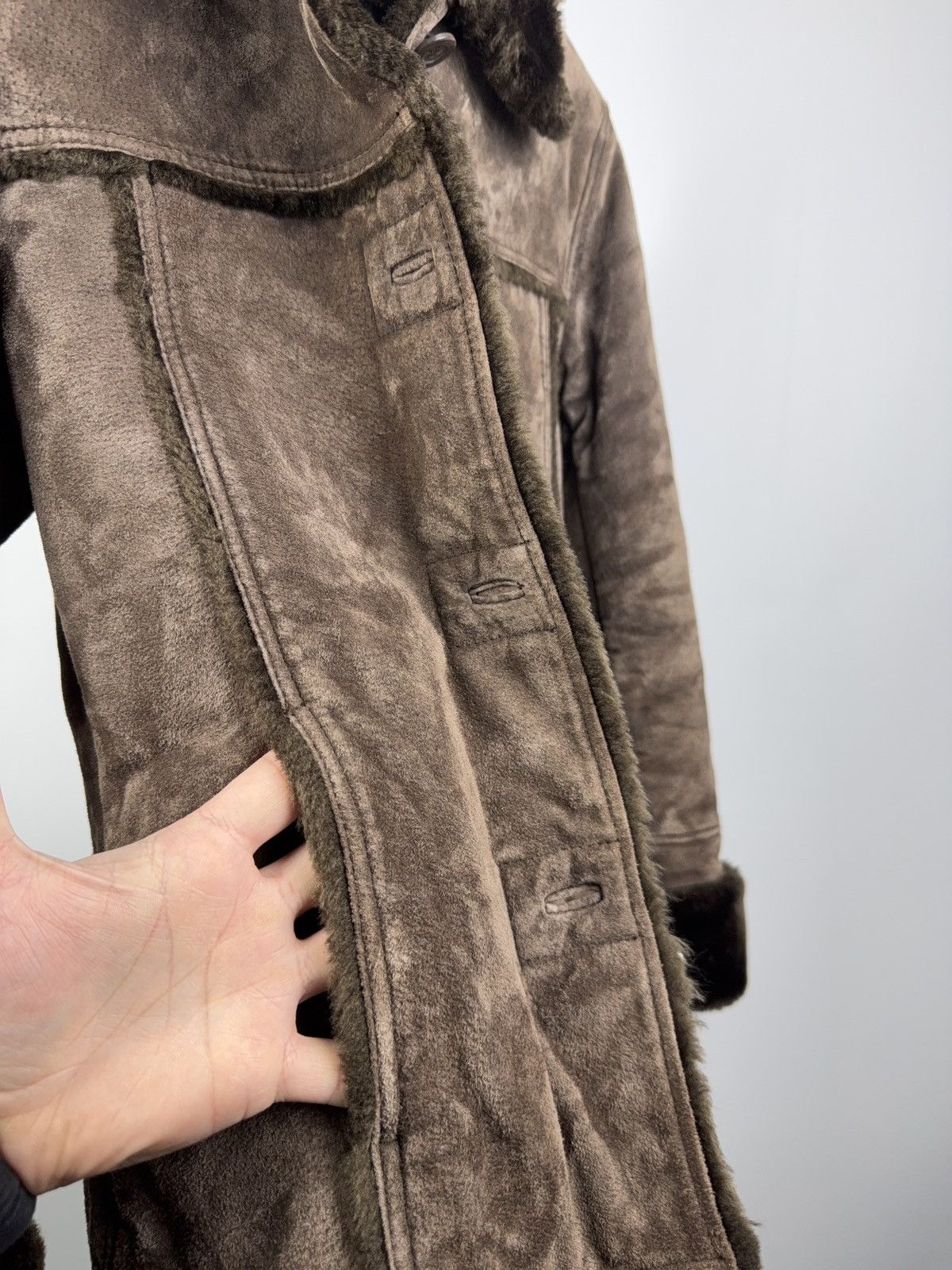 Gypsy Retro 00s Gipsy Brown Shearling Suede Leather Jacket Women S Size S / US 4 / IT 40 - 11 Thumbnail