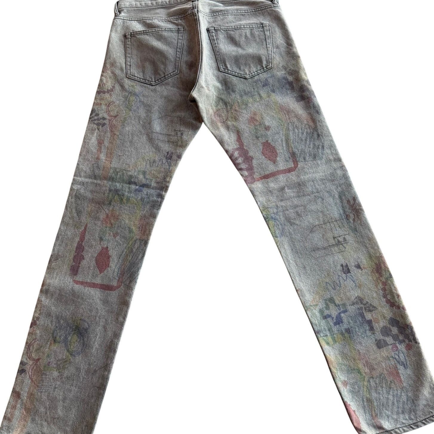 John Elliott JOHN ELLIOT: Men's "The Daze" Scribble Grey Jeans - 29 Size US 29 - 2 Thumbnail