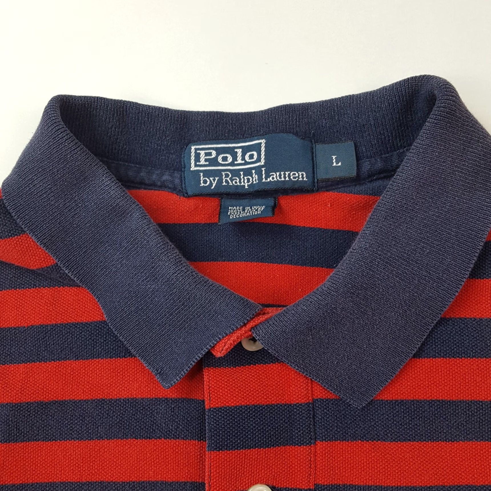Ralph Lauren VINTAGE Polo Ralph Lauren Mens L Striped Skate Punk Surf Retro Collar Polo Shirt Size US L / EU 52-54 / 3 - 4 Thumbnail